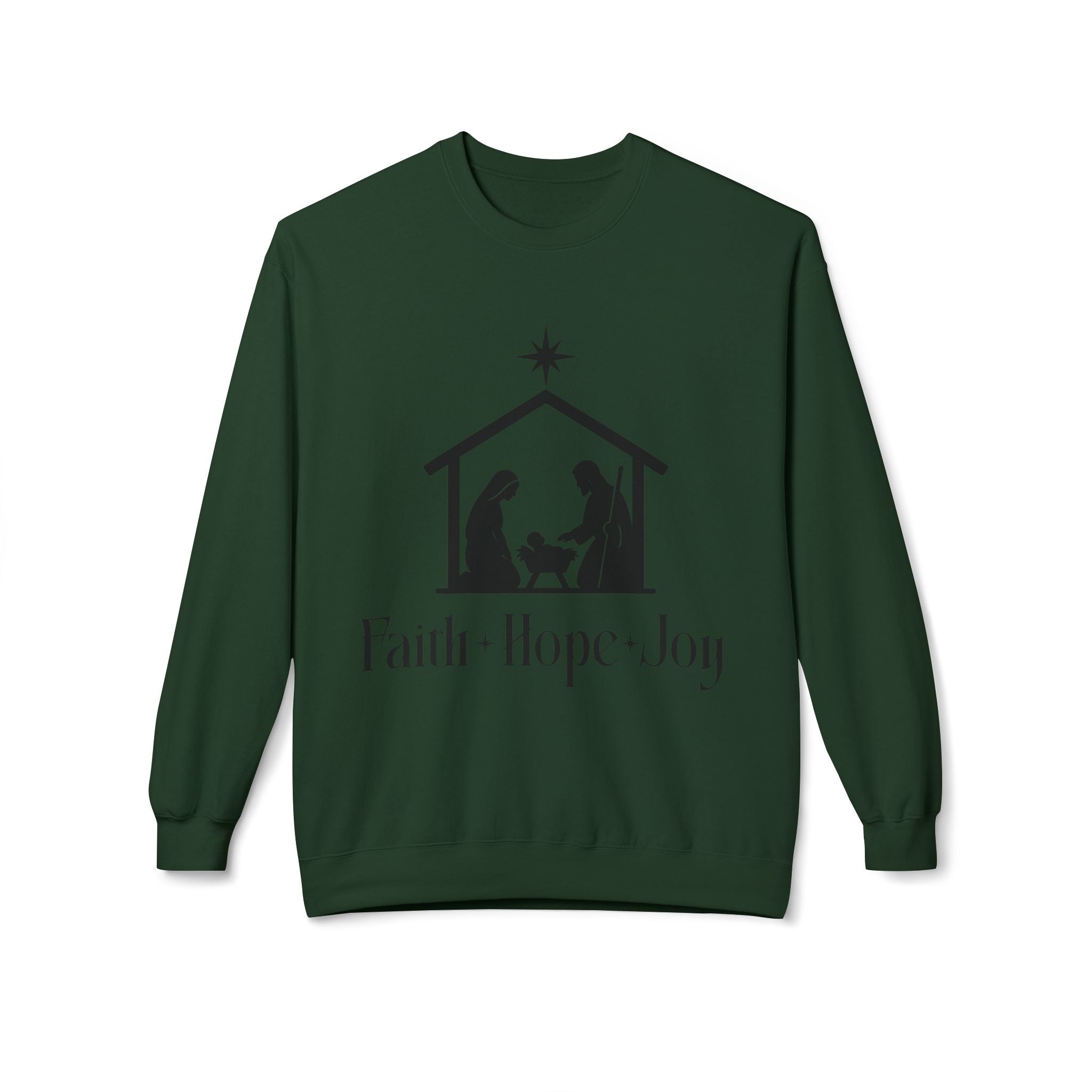 Faith • Hope • Joy Nativity Christmas Sweatshirt – Minimalist Holy Family Design