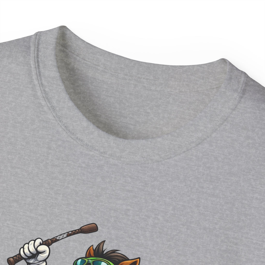 Funny Derby Horse & Jockey T-Shirt | Playful Horse Racing Graphic Tee