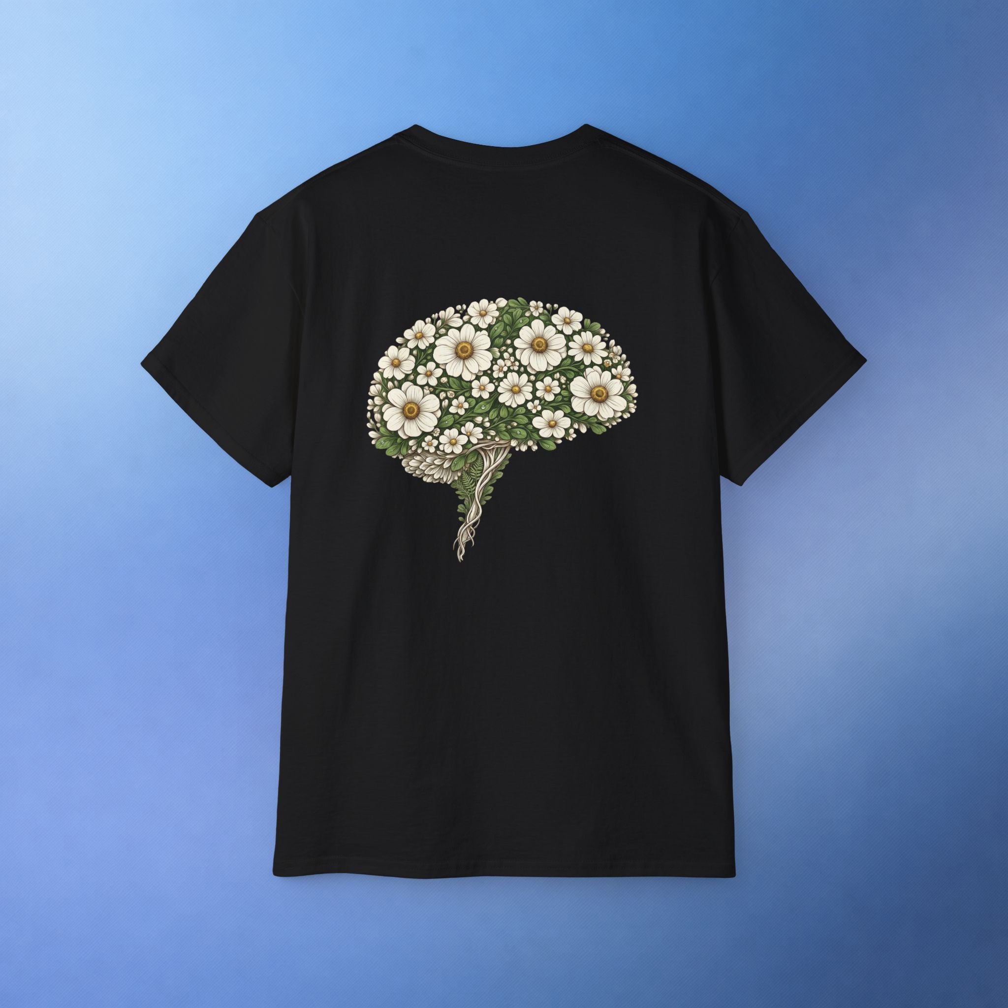 Brain Cancer Awareness Month T-Shirt | Gray Ribbon Floral Brain Design