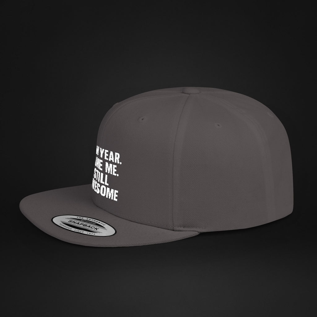 New Year Same Me Still Awesome Embroidered Snapback Hat – Funny New Year Statement Cap, Unisex Flat Bill Hat