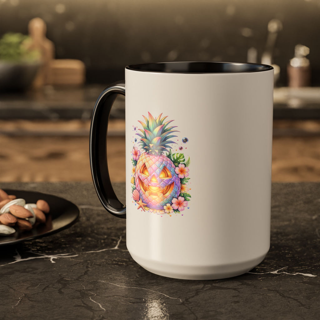 Summerween Pineapple Jack-O’-Lantern Coffee Mug | Tropical Halloween Mug