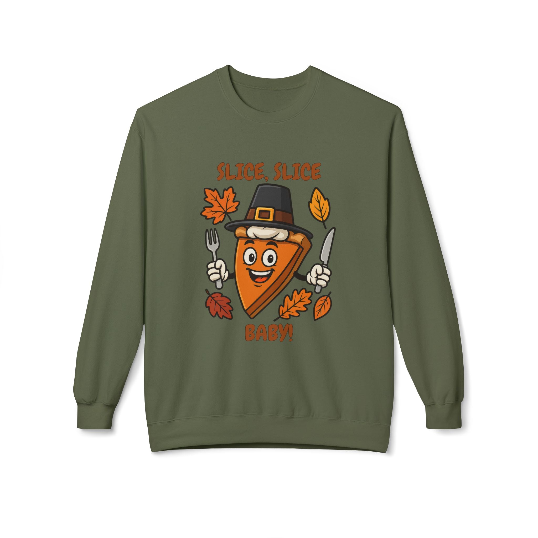 Pumpkin Pie Pilgrim Slice Cartoon | Fun Thanksgiving Sweatshirt