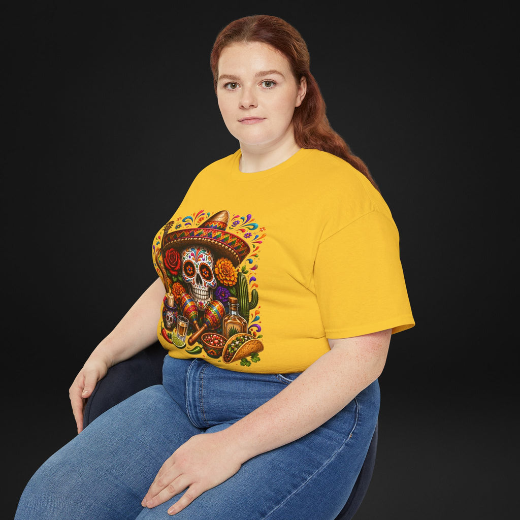 Cinco de Mayo Sugar Skull T-Shirt – Fiesta Sombrero Taco & Tequila Graphic Tee