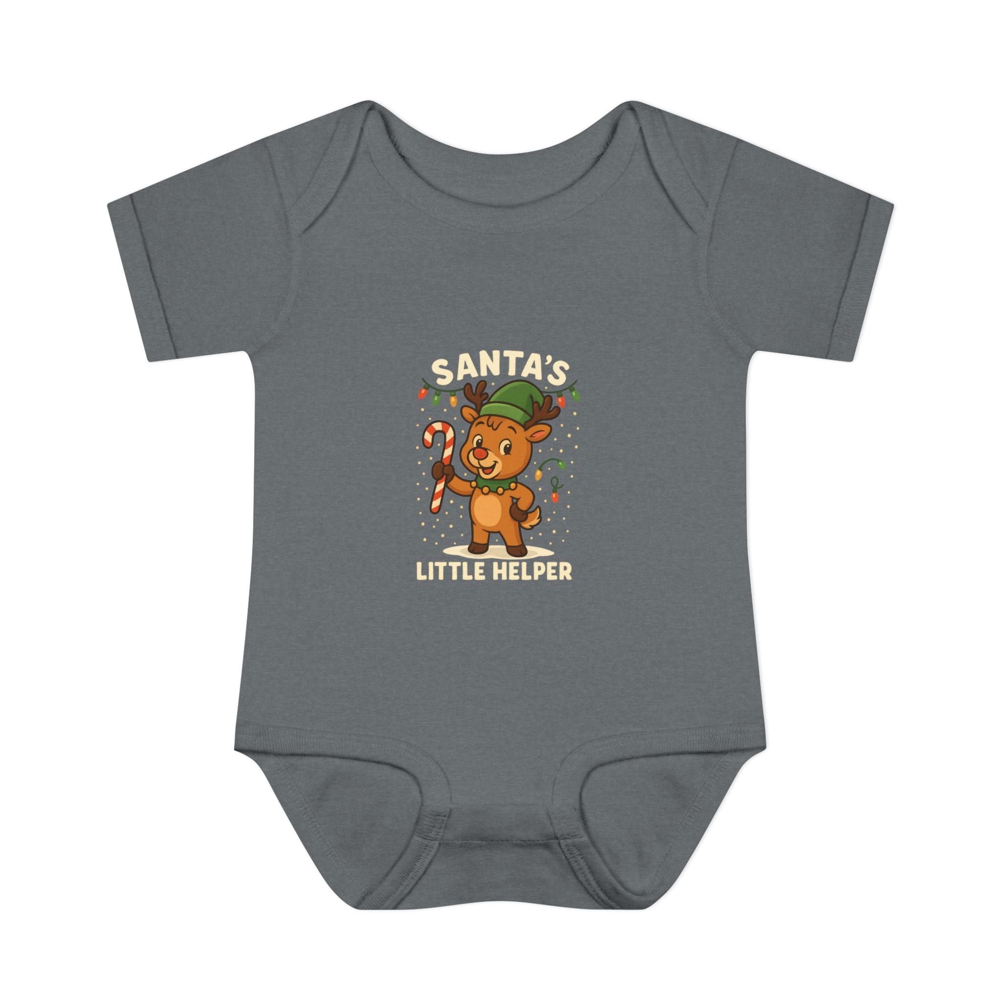 Santa’s Little Helper Baby Christmas Bodysuit – Cute Reindeer Holiday Onesie