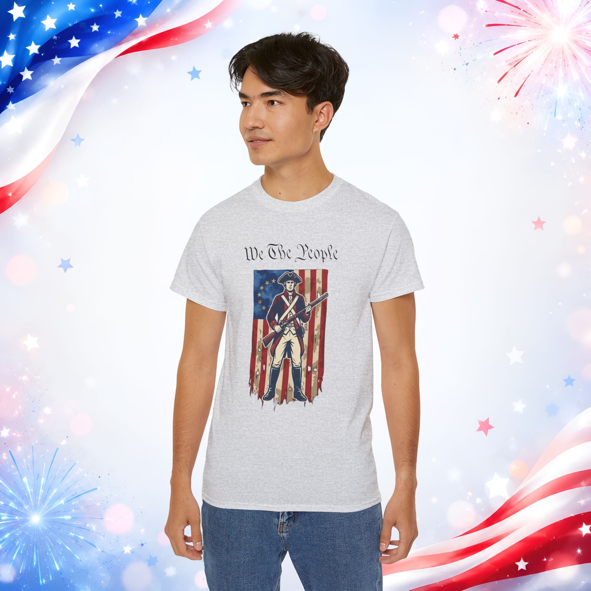 Revolutionary Soldier 4th of July T-Shirt | Vintage American Flag Patriotic Tee
