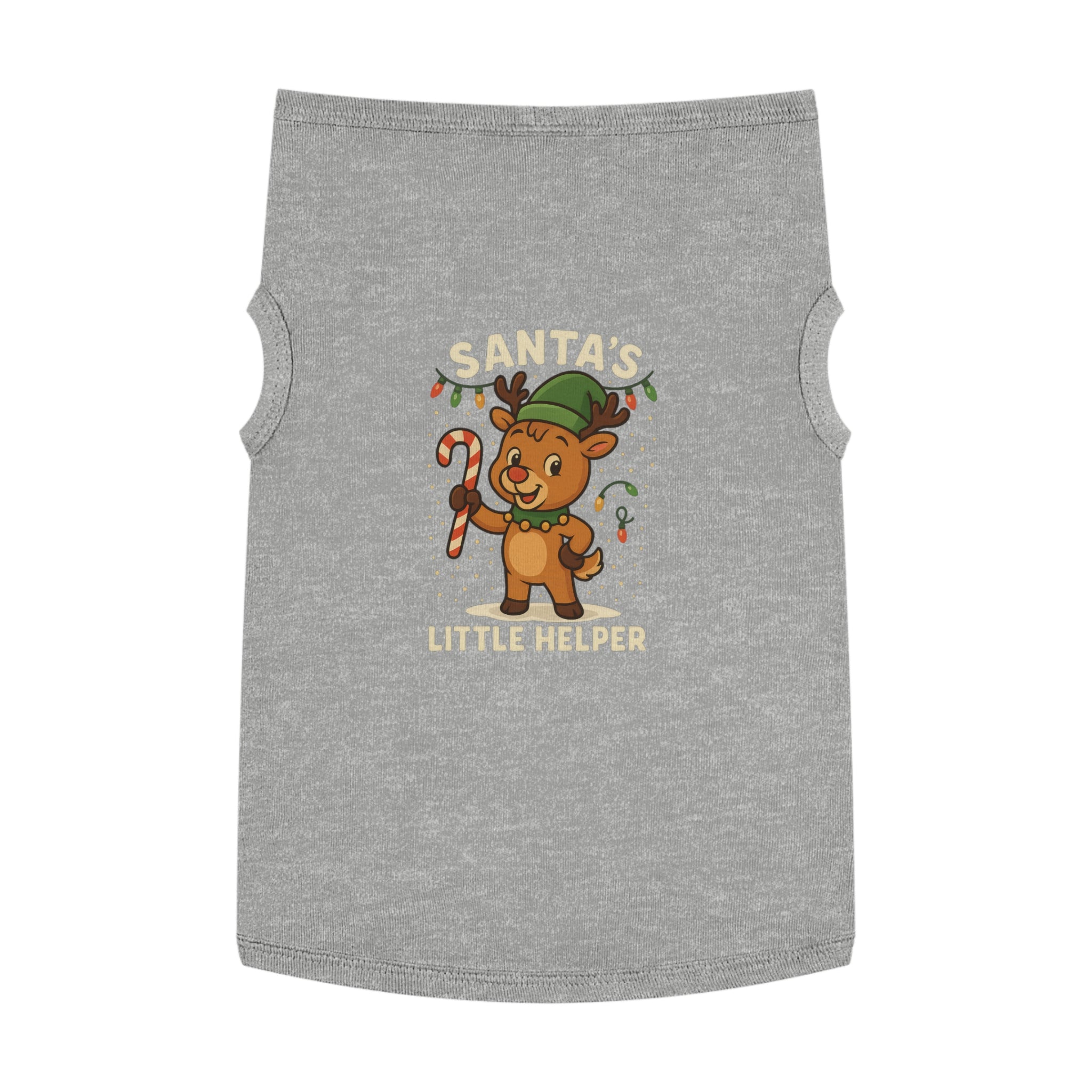 Santa’s Little Helper Dog Christmas Shirt – Cute Reindeer Holiday Pet Tank Top