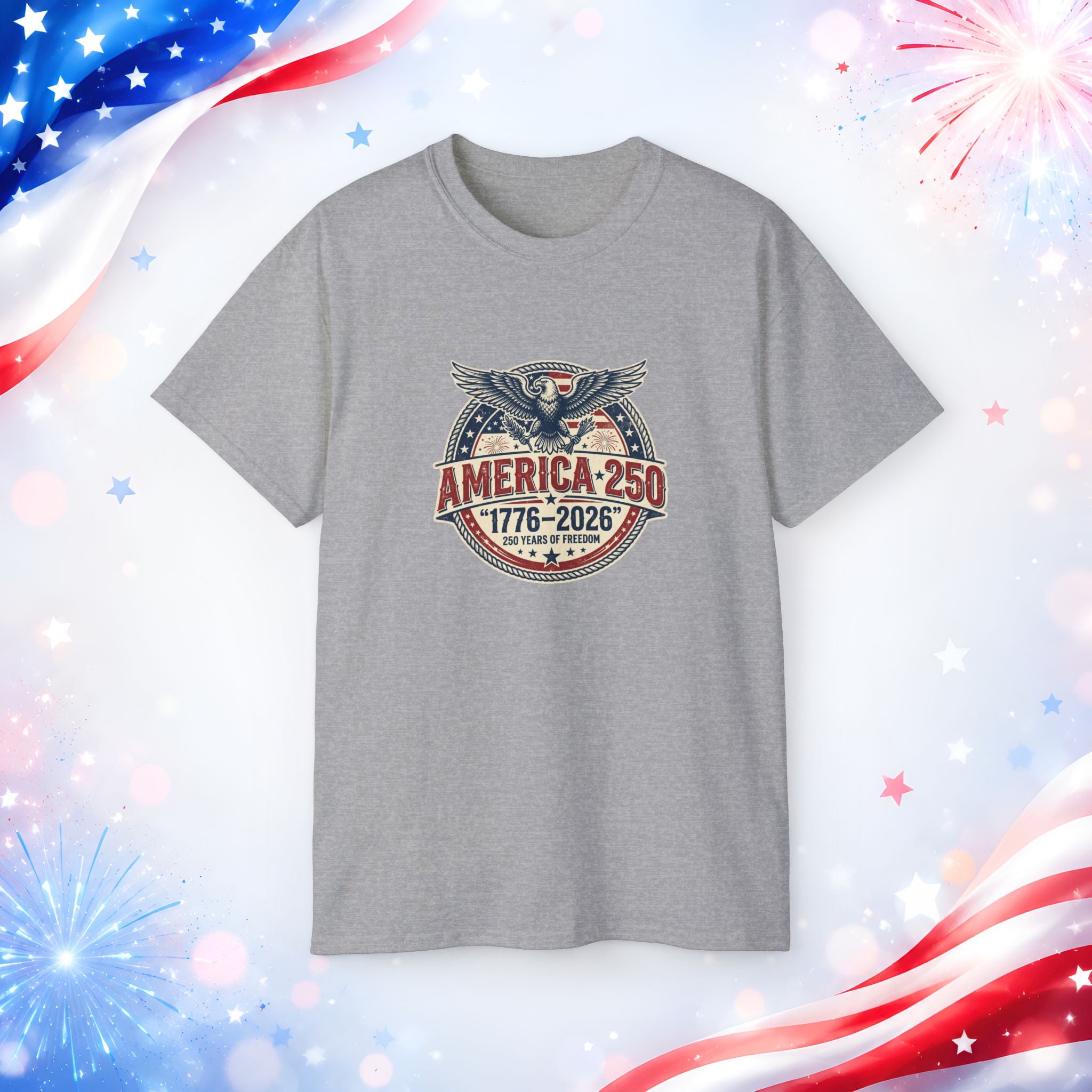 America 250 T-Shirt | 1776–2026 250 Years of Freedom 4th of July Patriotic Eagle Shirt