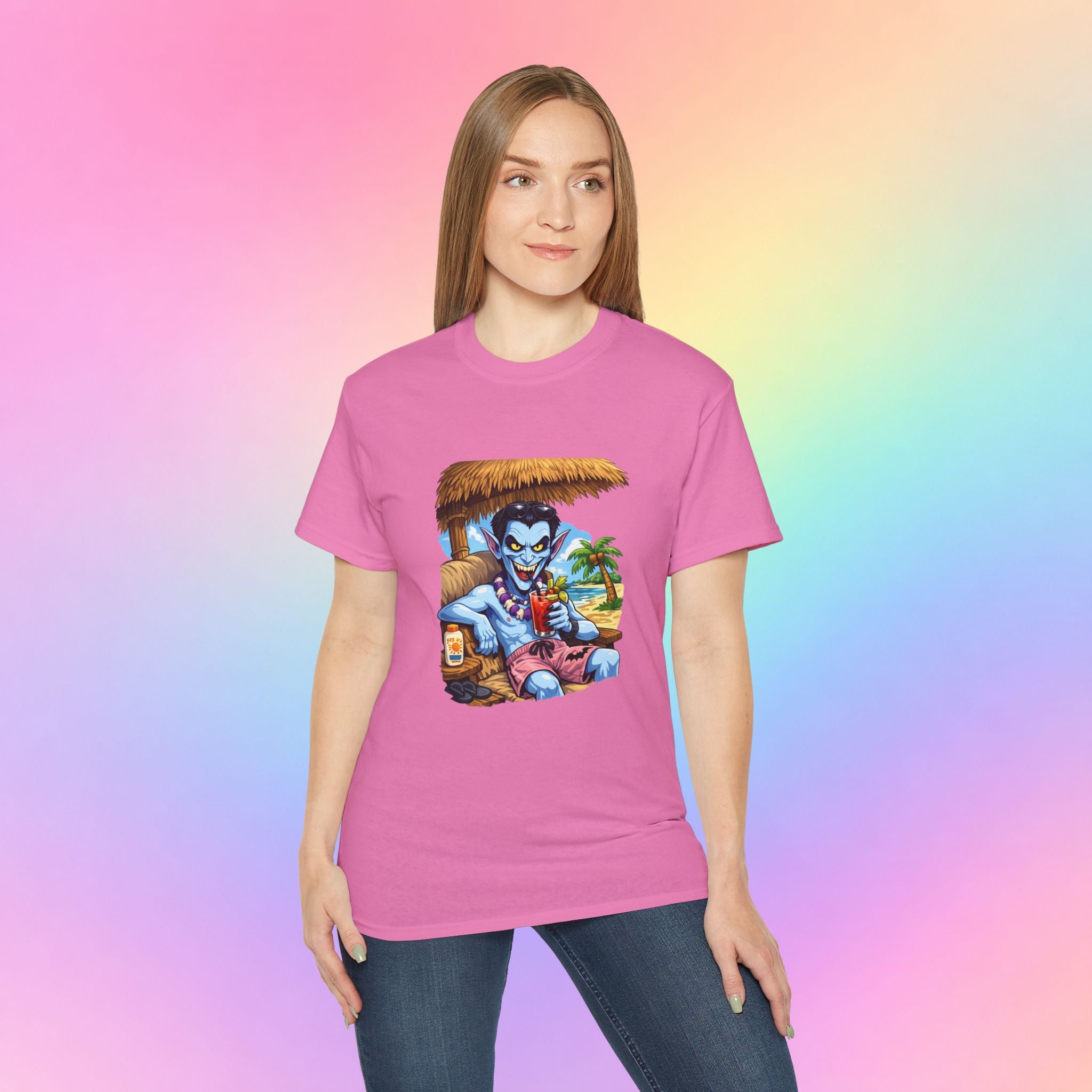 Summerween Vampire Beach Vacation T-Shirt | Spooky Summer Halloween Tee
