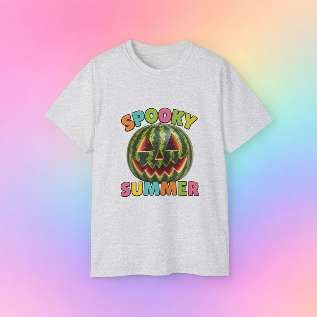 Spooky Summer Watermelon Jack-O’-Lantern T-Shirt | Summerween Halloween Shirt