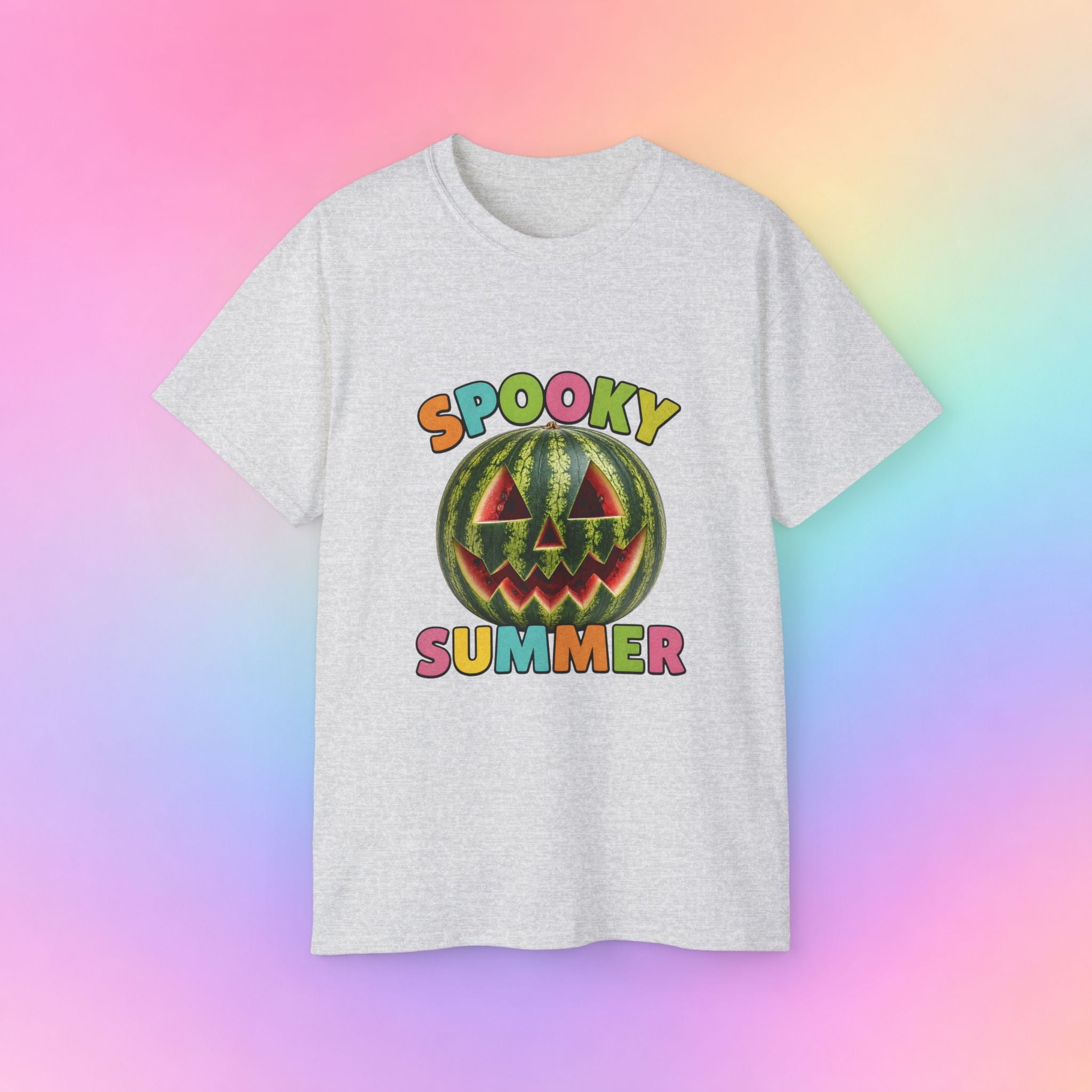 Spooky Summer Watermelon Jack-O’-Lantern T-Shirt | Summerween Halloween Shirt