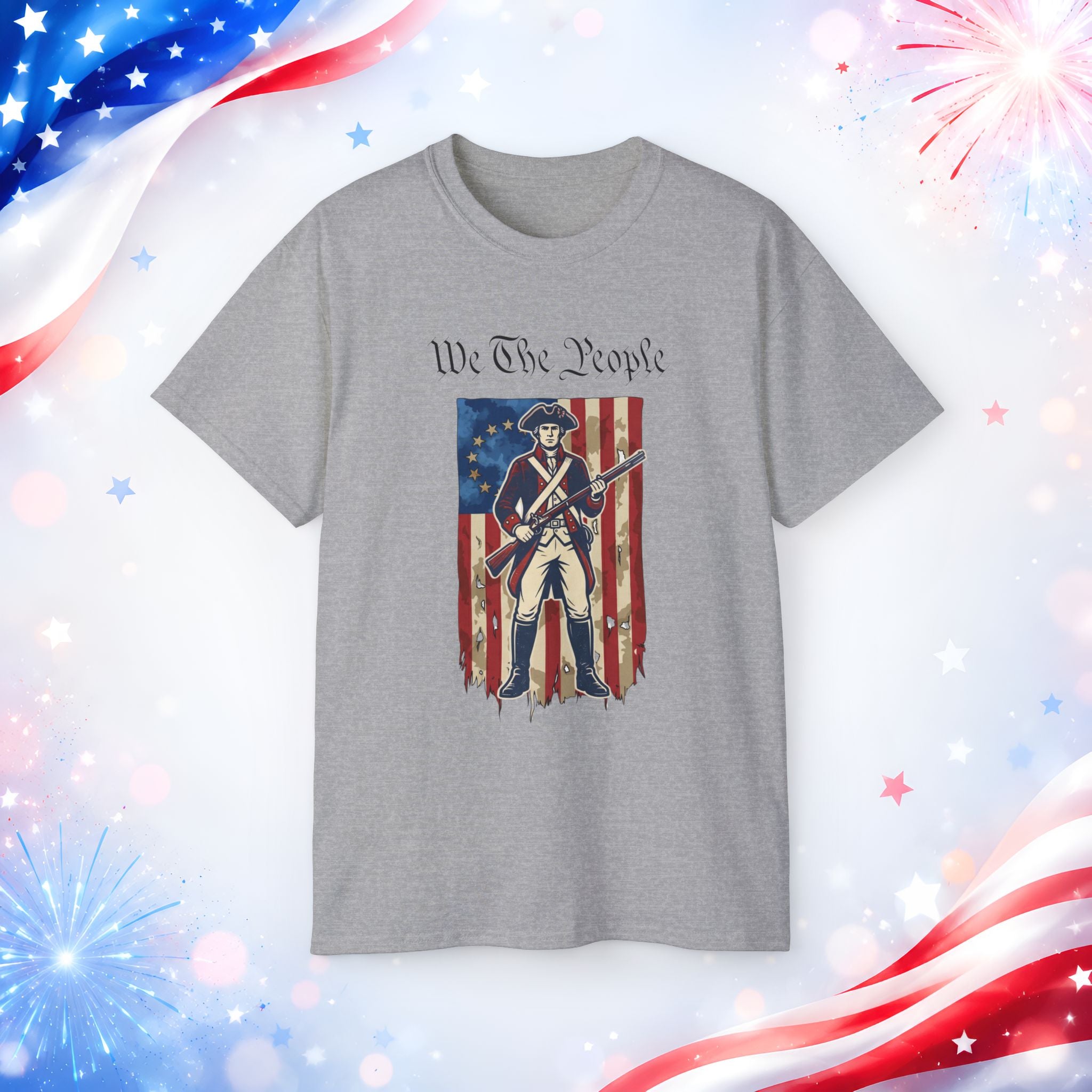 Revolutionary Soldier 4th of July T-Shirt | Vintage American Flag Patriotic Tee