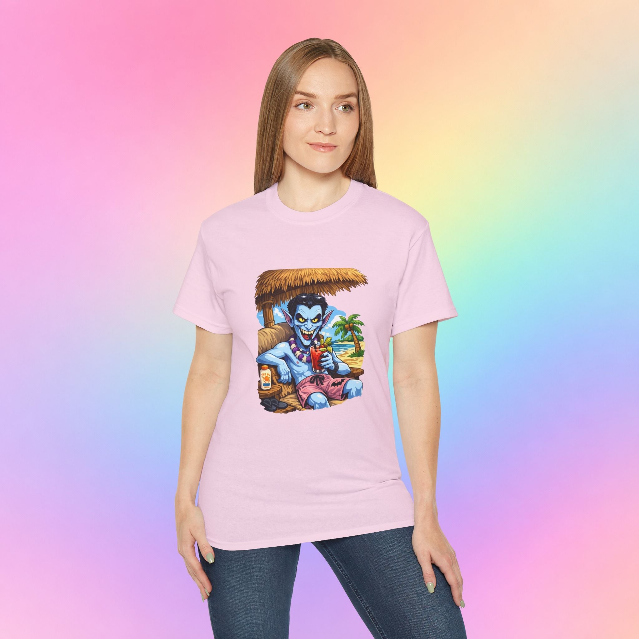 Summerween Vampire Beach Vacation T-Shirt | Spooky Summer Halloween Tee