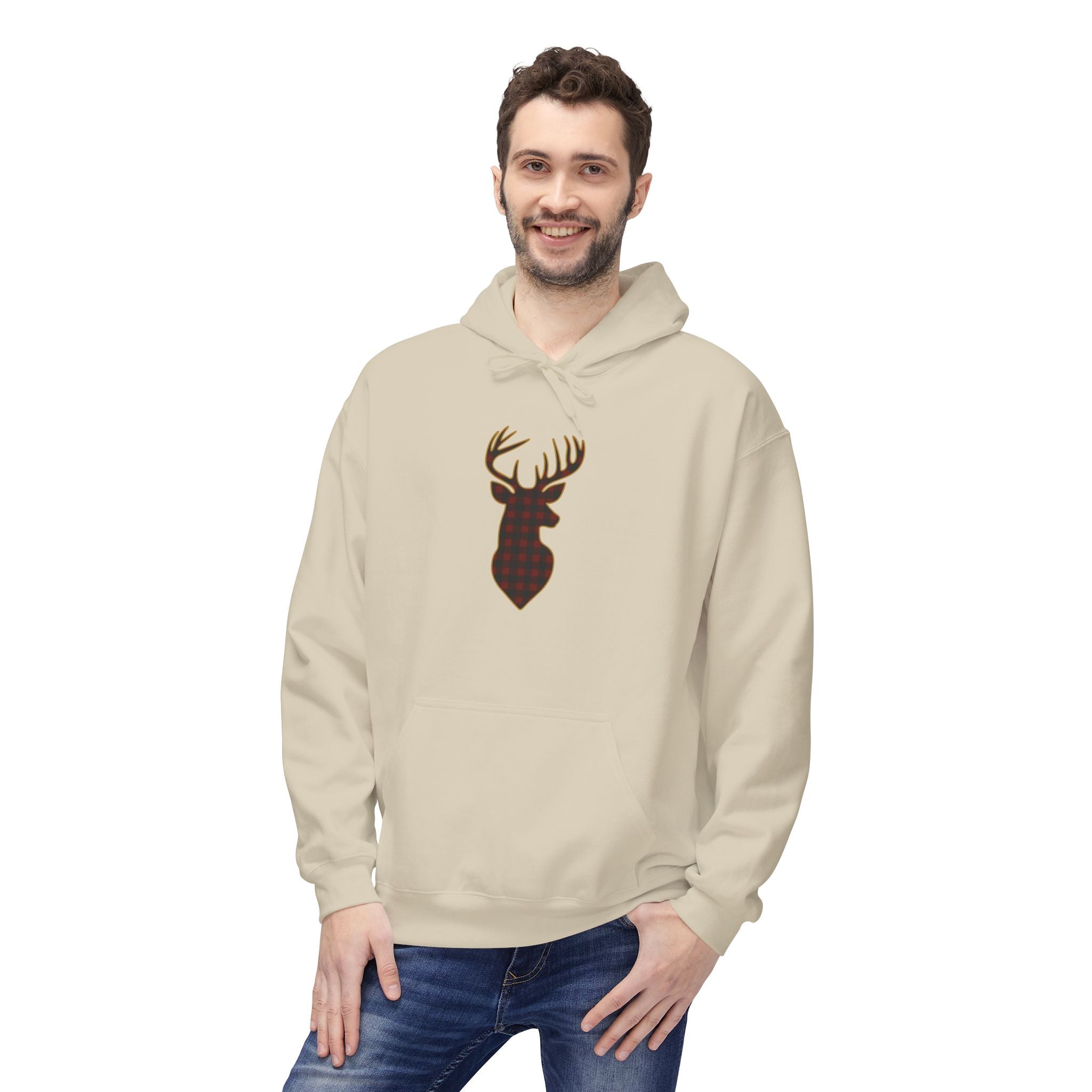 Buffalo Plaid Deer Silhouette Christmas Hoodie