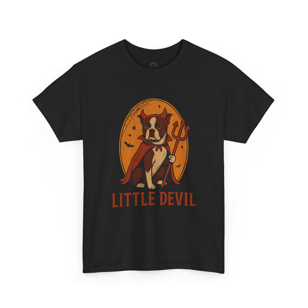 Little Devil Boston Terrier Halloween T-Shirt (Larger Sizes)