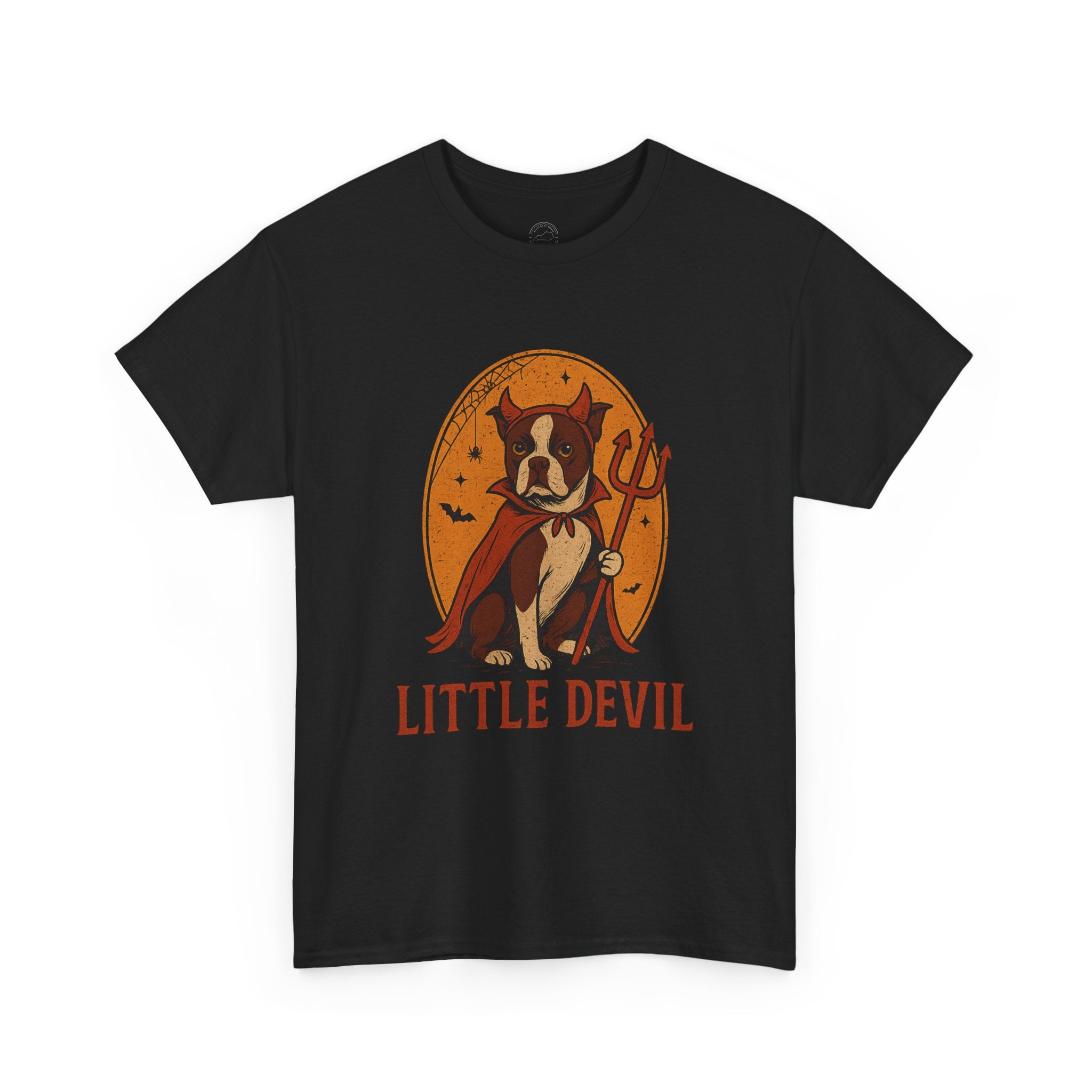 Little Devil Boston Terrier Halloween T-Shirt (Larger Sizes)