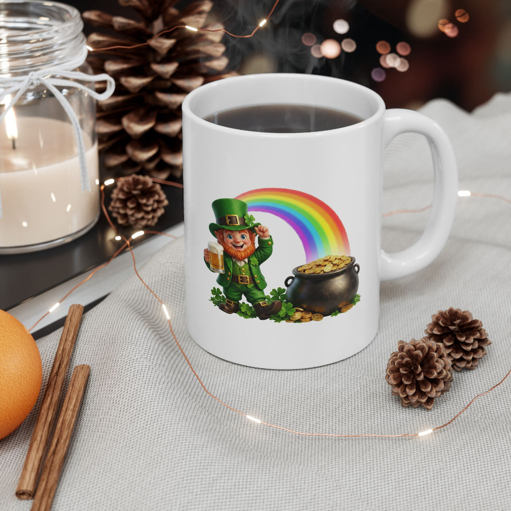 Lucky Leprechaun Rainbow Gold St. Patrick’s Day Coffee Mug | Irish Beer & Shamrock Cup