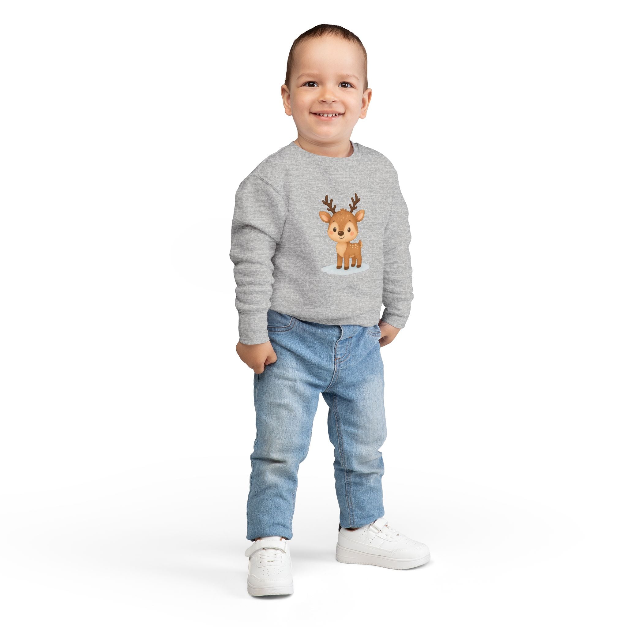 Cute Reindeer Toddler Christmas Sweatshirt – Cozy Holiday Pullover for Kids
