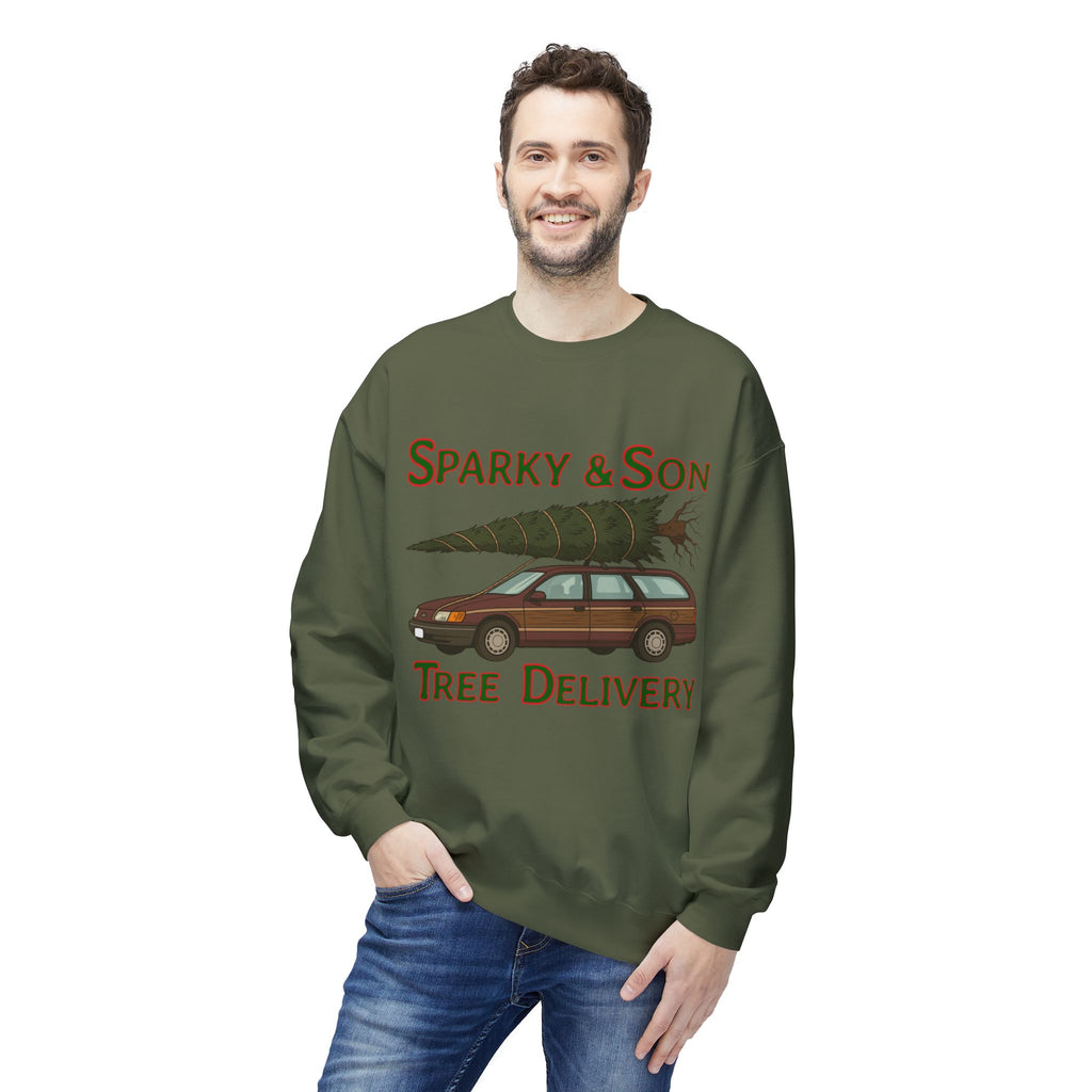 🎄 Sparky & Son Tree Delivery Christmas Sweatshirt – Inspired by a Classic Holiday Comedy