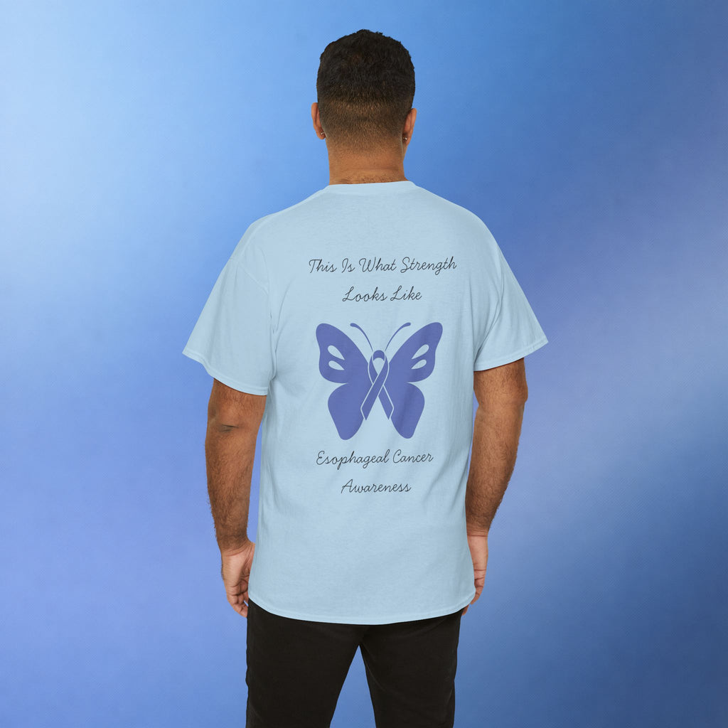 Esophageal Cancer Awareness T-Shirt | This Is What Strength Looks Like Butterfly Ribbon Tee