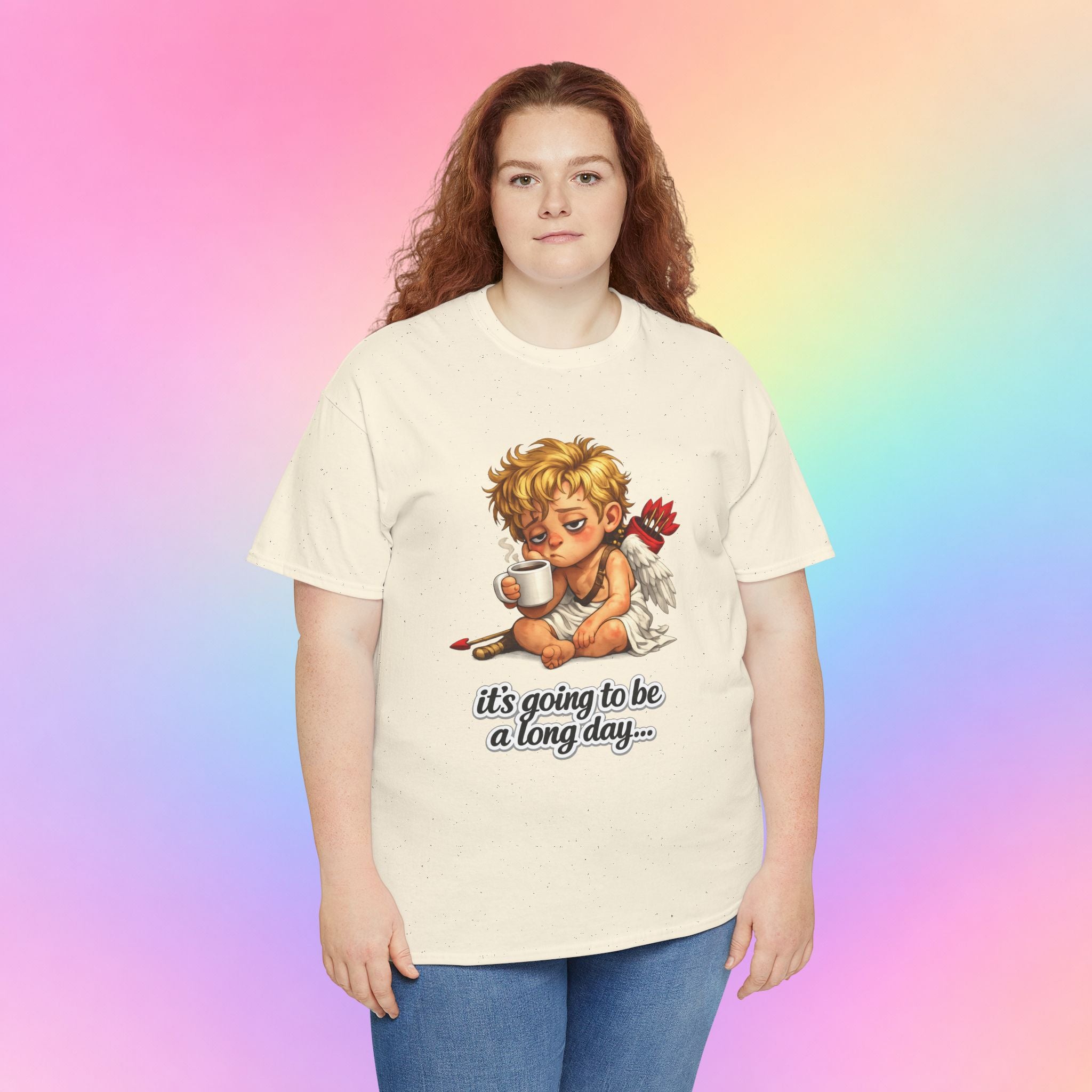 It’s Going to Be a Long Day Cupid Valentine’s Day T-Shirt – Funny Coffee Angel Tee