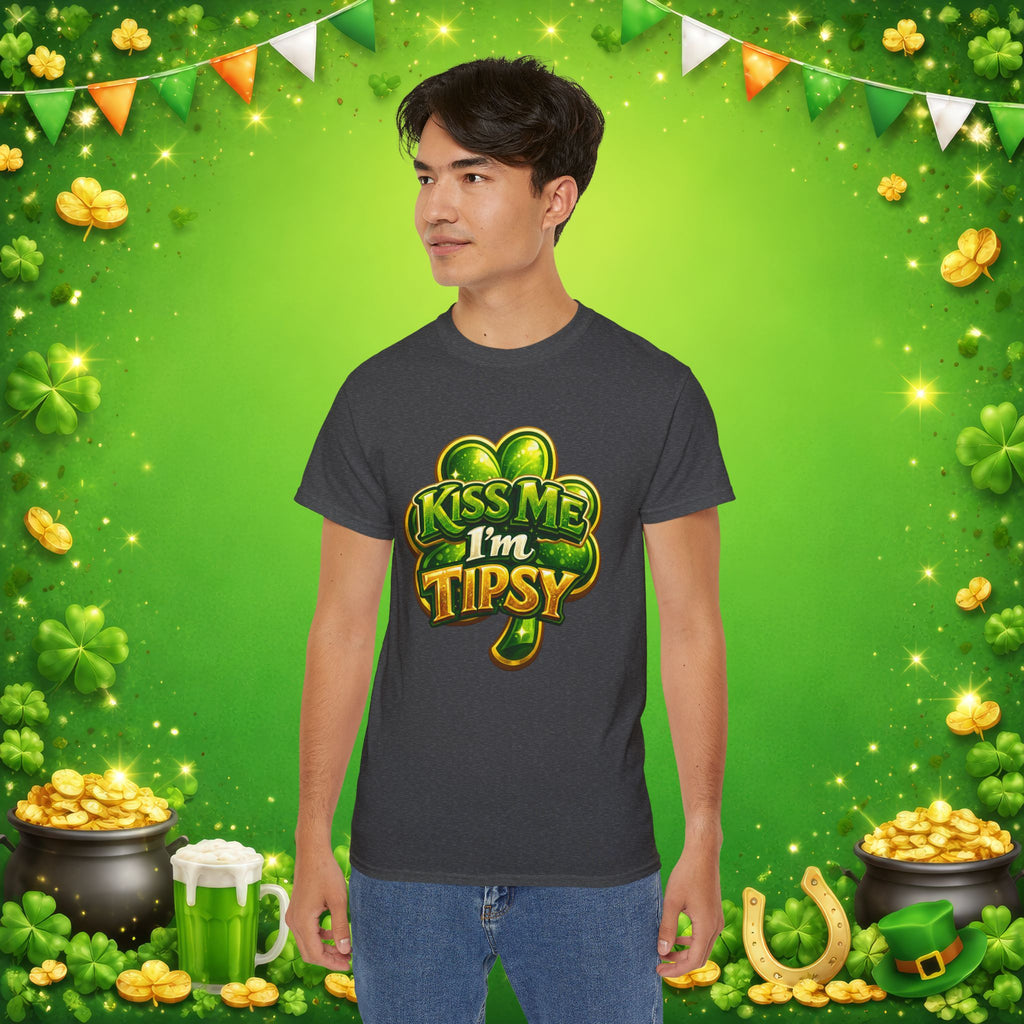 Kiss Me I’m Tipsy St. Patrick’s Day T-Shirt – Funny Irish Drinking Shirt