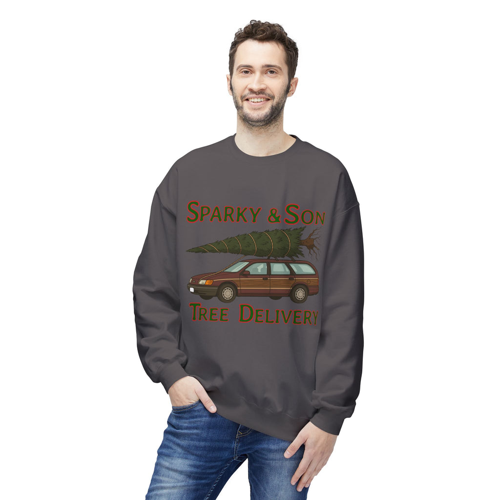 🎄 Sparky & Son Tree Delivery Christmas Sweatshirt – Inspired by a Classic Holiday Comedy