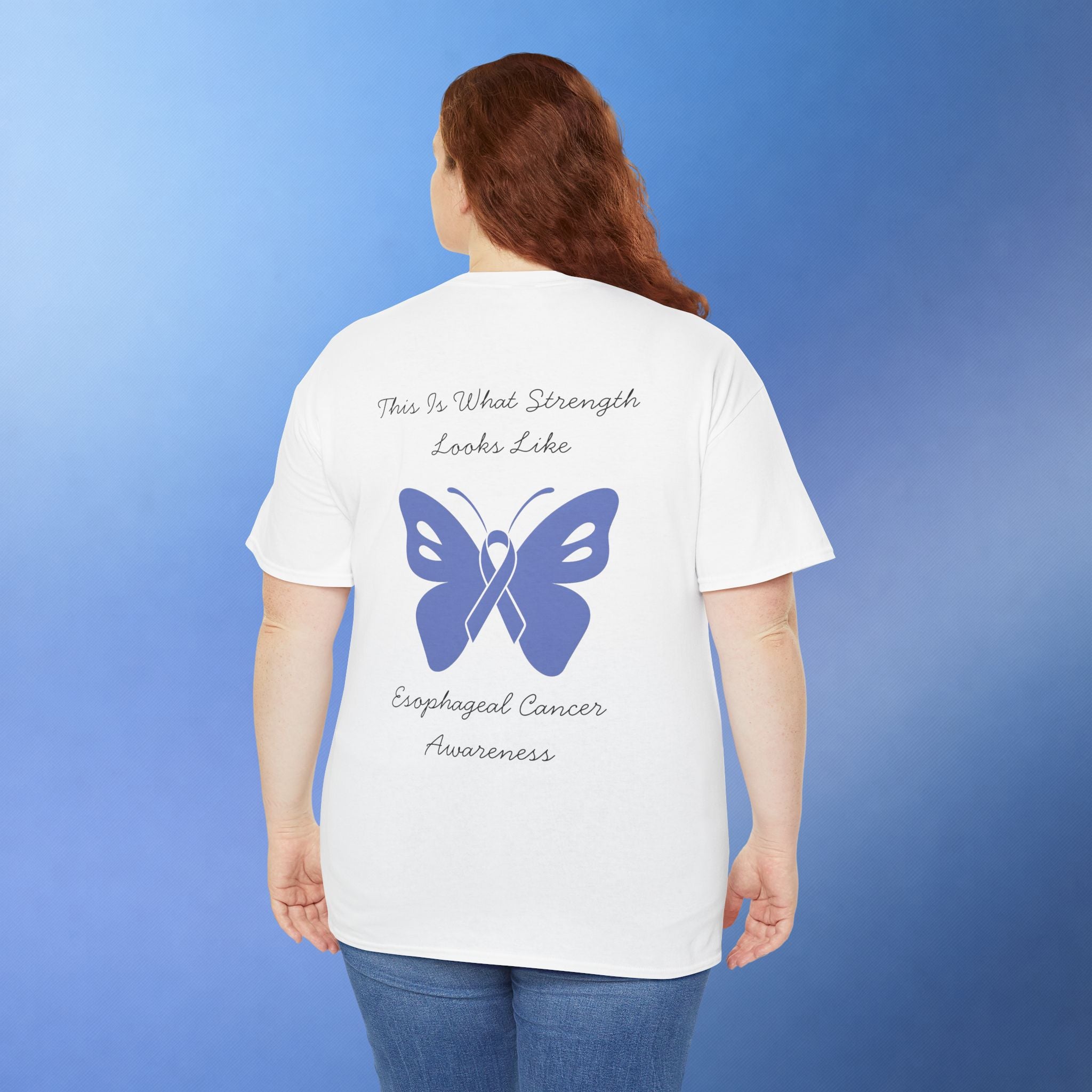 Esophageal Cancer Awareness T-Shirt | This Is What Strength Looks Like Butterfly Ribbon Tee