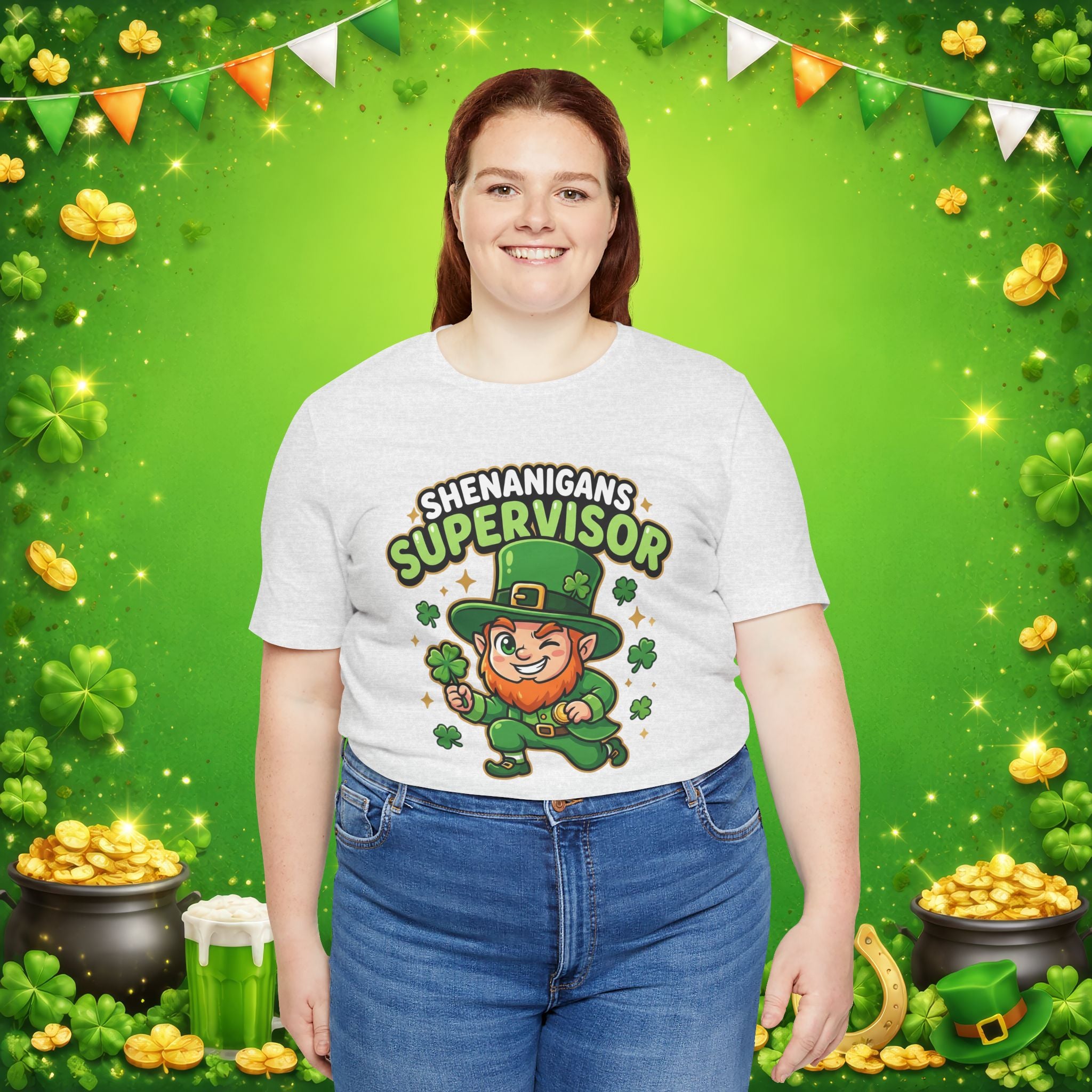 Shenanigans Supervisor T-Shirt – Funny St. Patrick’s Day Leprechaun Adult Unisex Tee