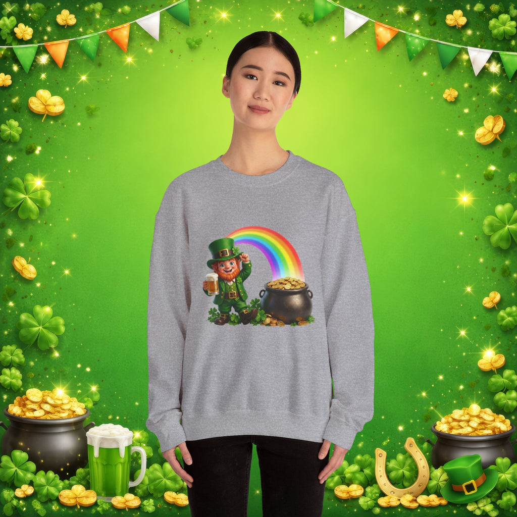 Lucky Leprechaun Rainbow Gold St. Patrick’s Day Sweatshirt | Irish Beer Pullover