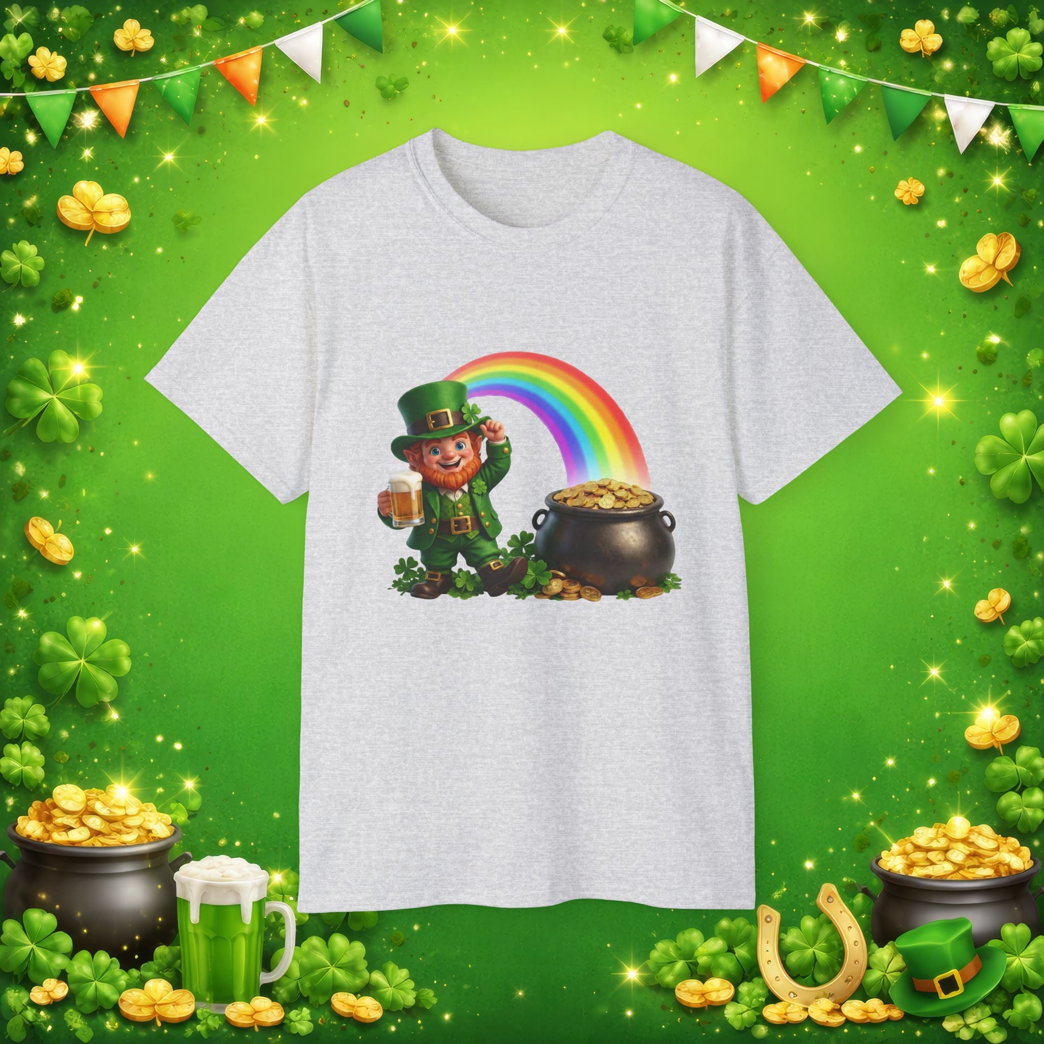 Lucky Leprechaun Rainbow Gold St. Patrick’s Day T-Shirt | Irish Beer Shirt