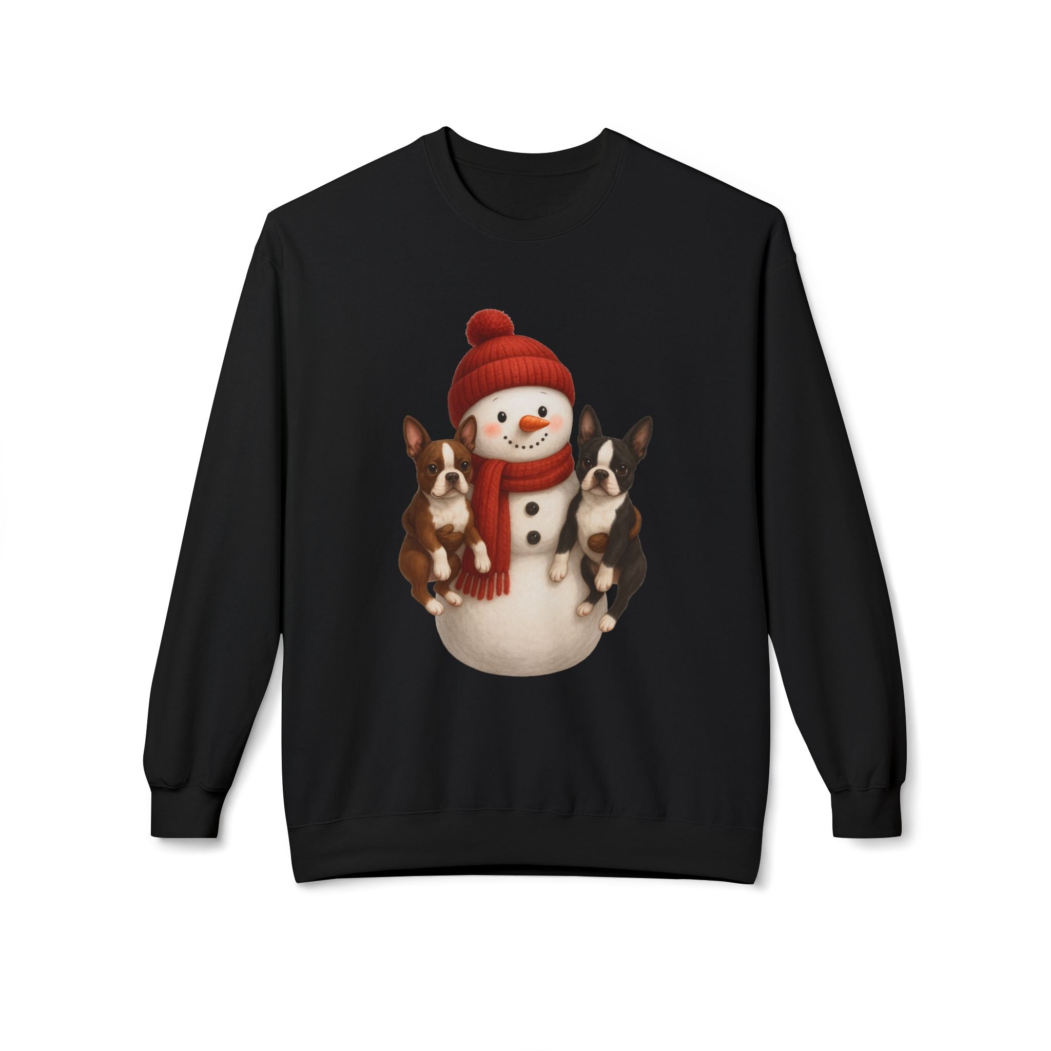 Winter Boston Terrier Snowman Sweatshirt – Cozy Holiday Dog Lover Pullover