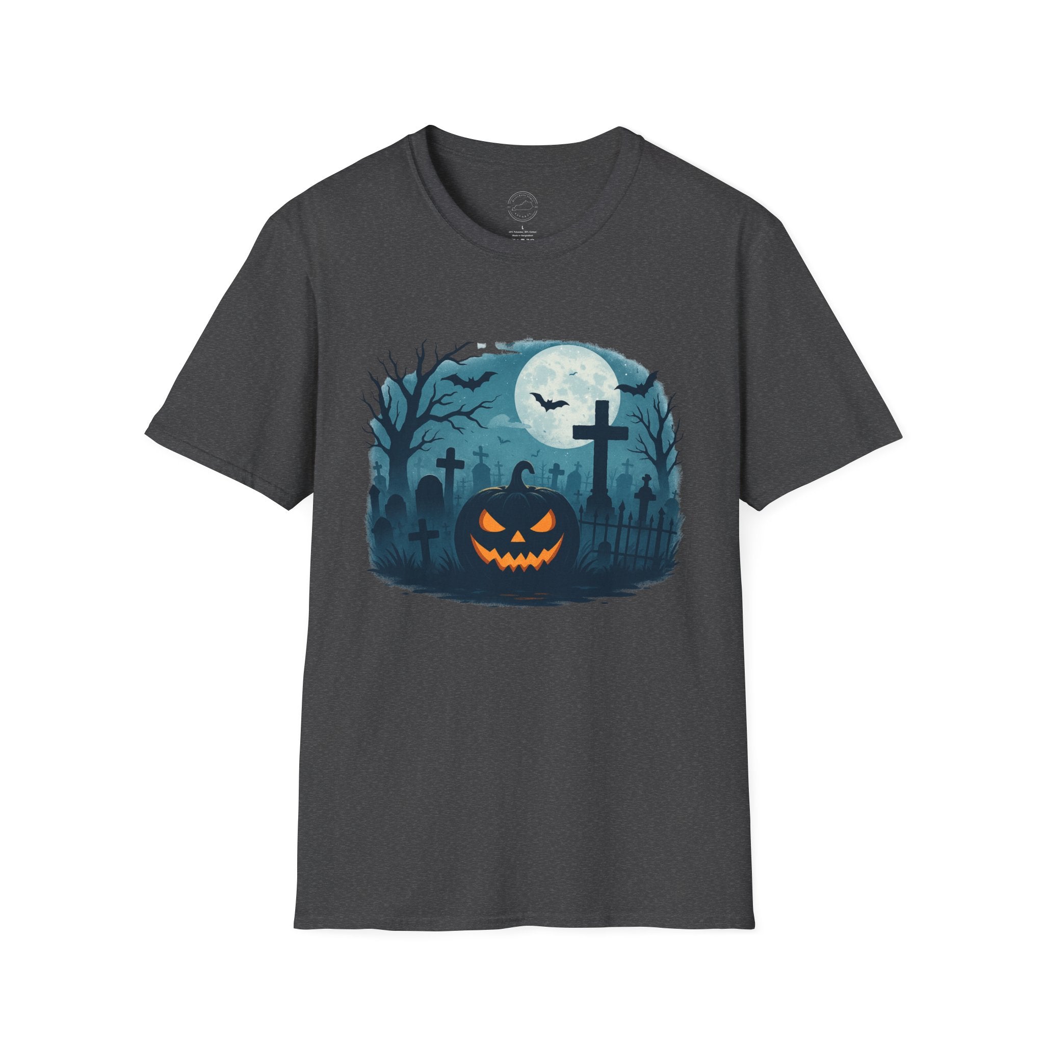 Spooky Graveyard Pumpkin Halloween T-Shirt – Creepy Full Moon Tee