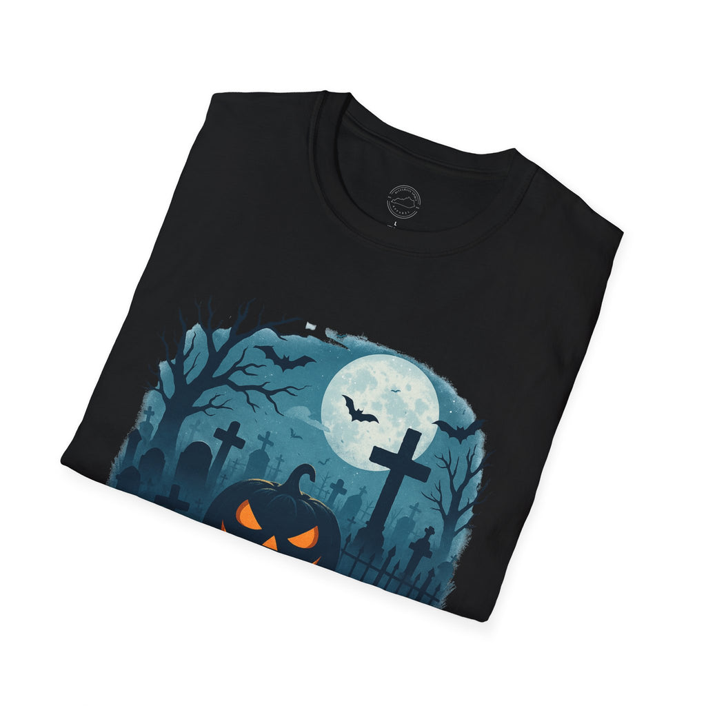 Spooky Graveyard Pumpkin Halloween T-Shirt – Creepy Full Moon Tee