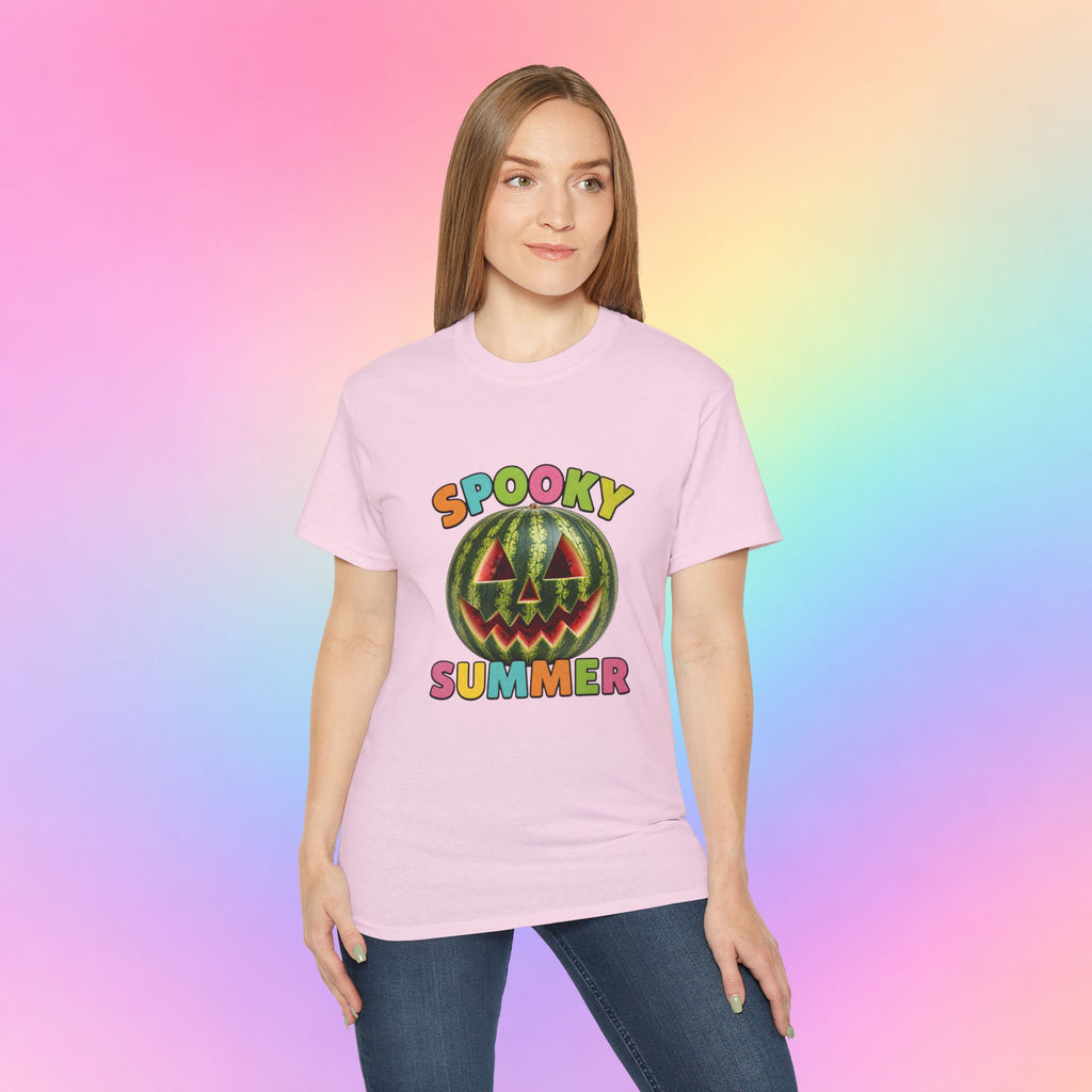 Spooky Summer Watermelon Jack-O’-Lantern T-Shirt | Summerween Halloween Shirt