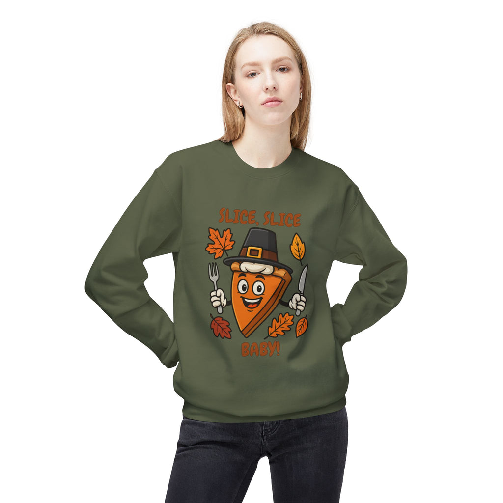 Pumpkin Pie Pilgrim Slice Cartoon | Fun Thanksgiving Sweatshirt