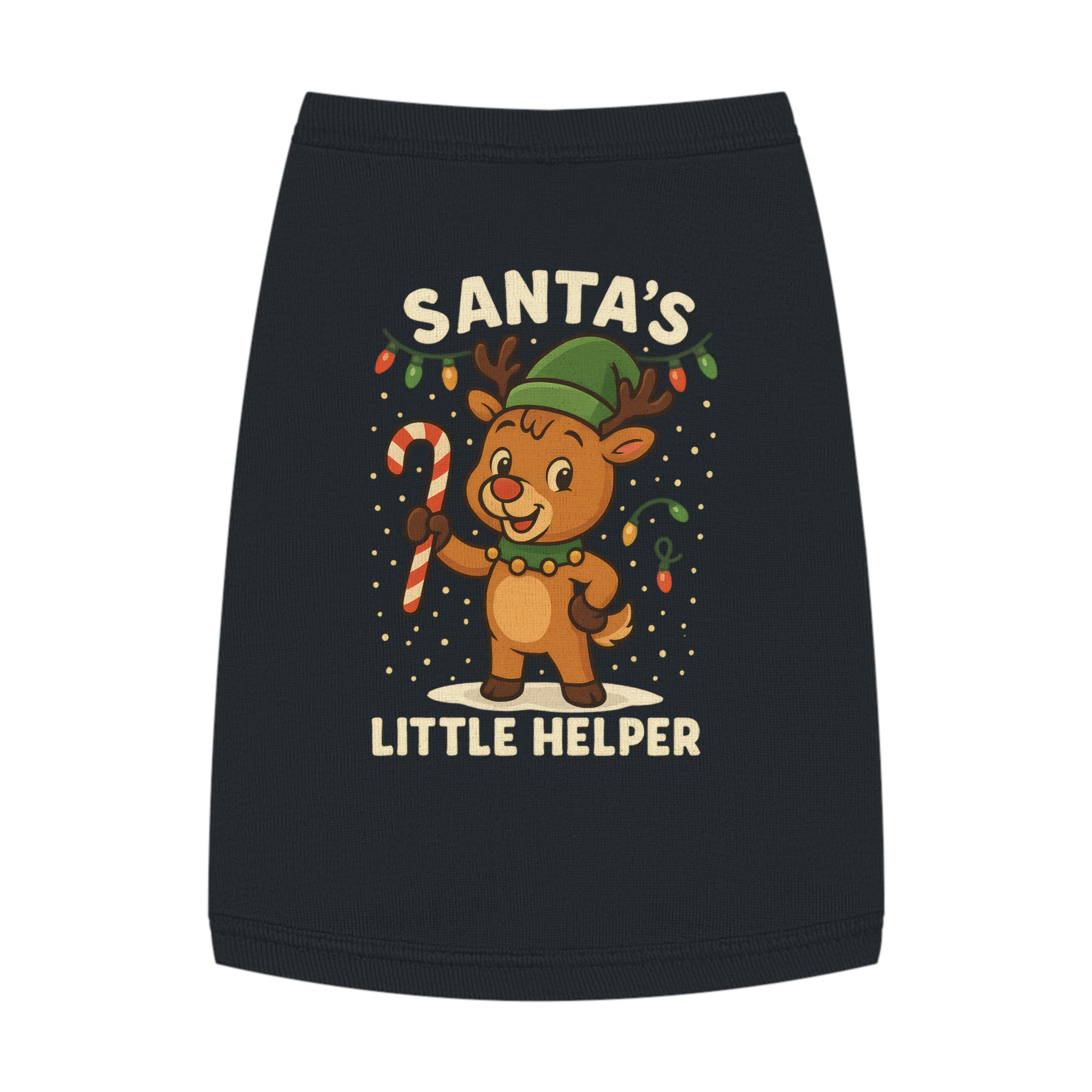 Santa’s Little Helper Dog Christmas Shirt – Cute Reindeer Holiday Pet Tank Top