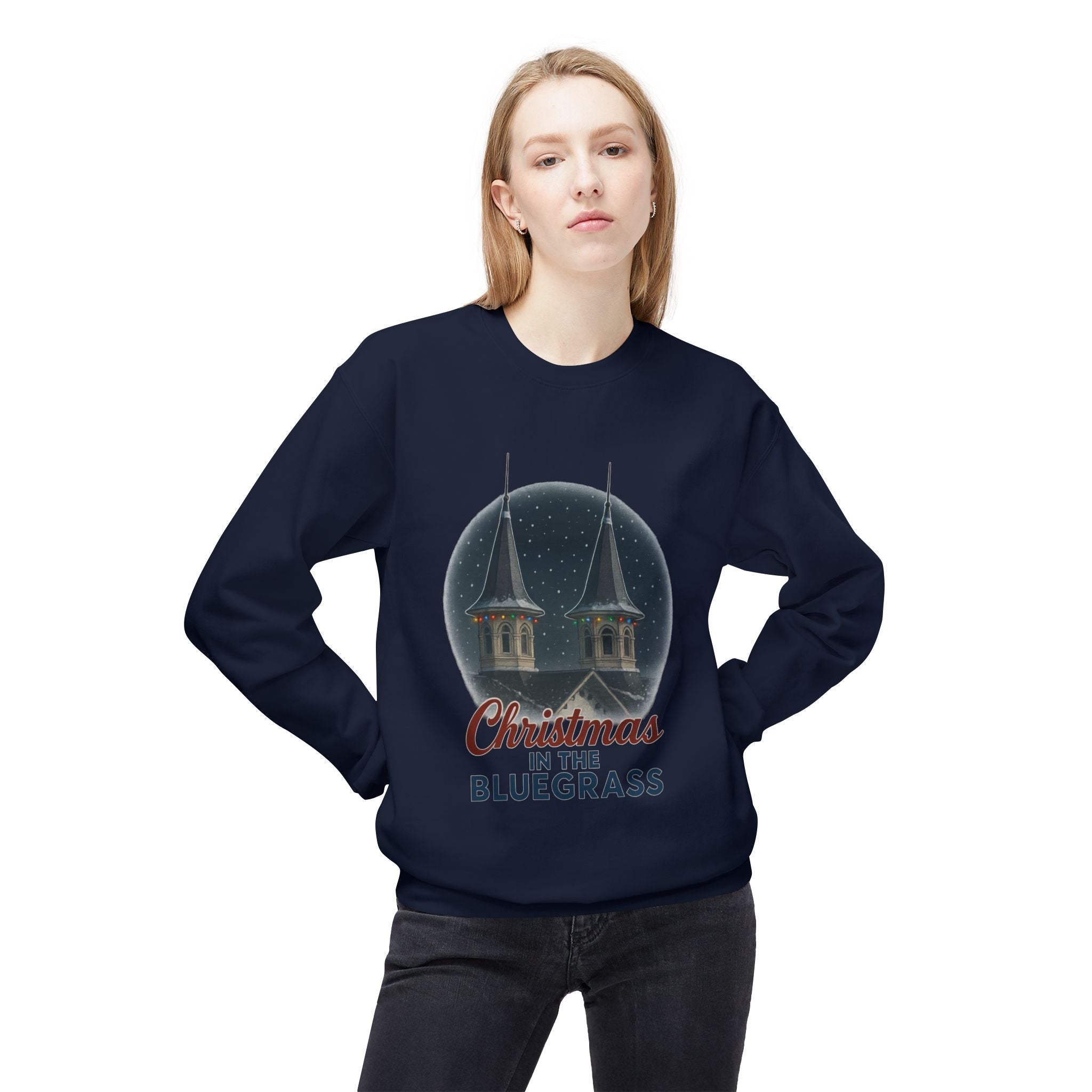 🎄 Christmas in the Bluegrass Sweatshirt – Churchill Downs Twin Spires Holiday Design