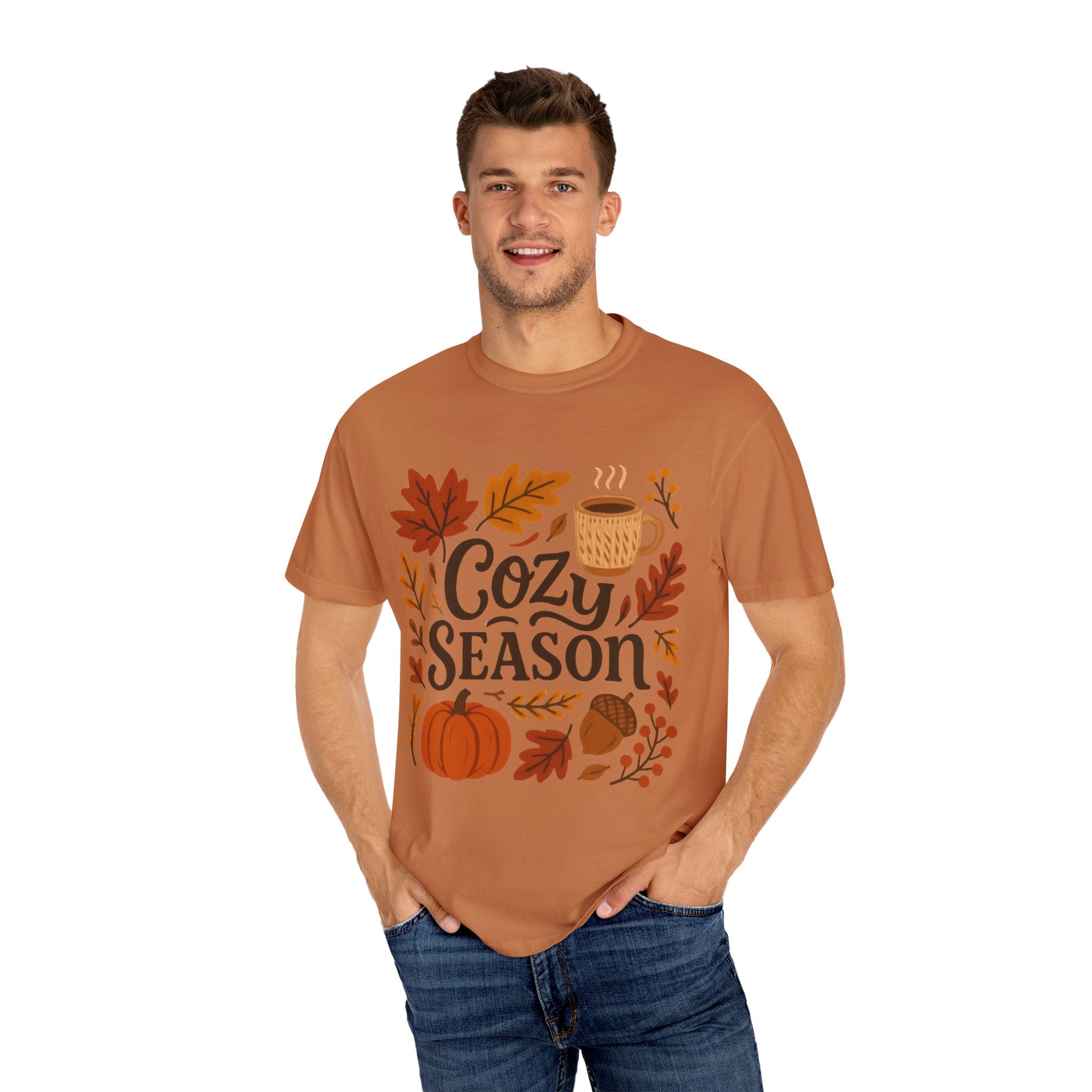 Cozy Season Unisex T-shirt, Fall Fashion Tee, Autumn Apparel, Gift for Him/Her, Pumpkin Spice Shirt, Relaxing Vibes