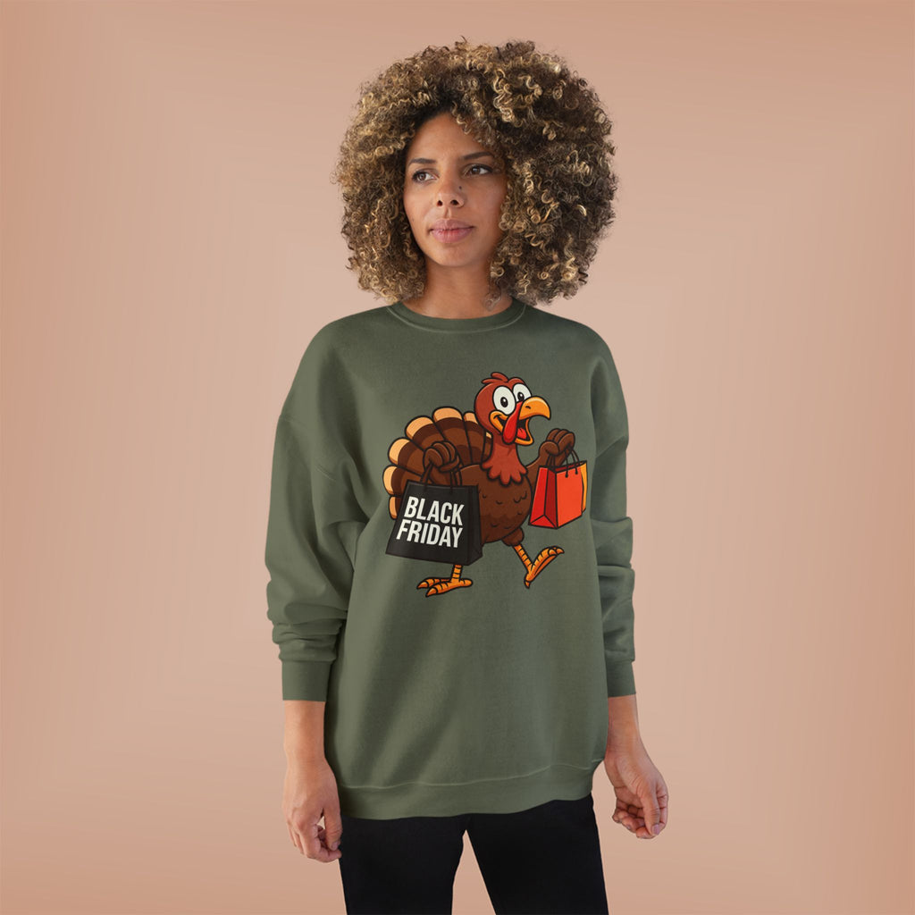 Black Friday Shopping Turkey Sweatshirt – Funny Thanksgiving & Holiday Gift