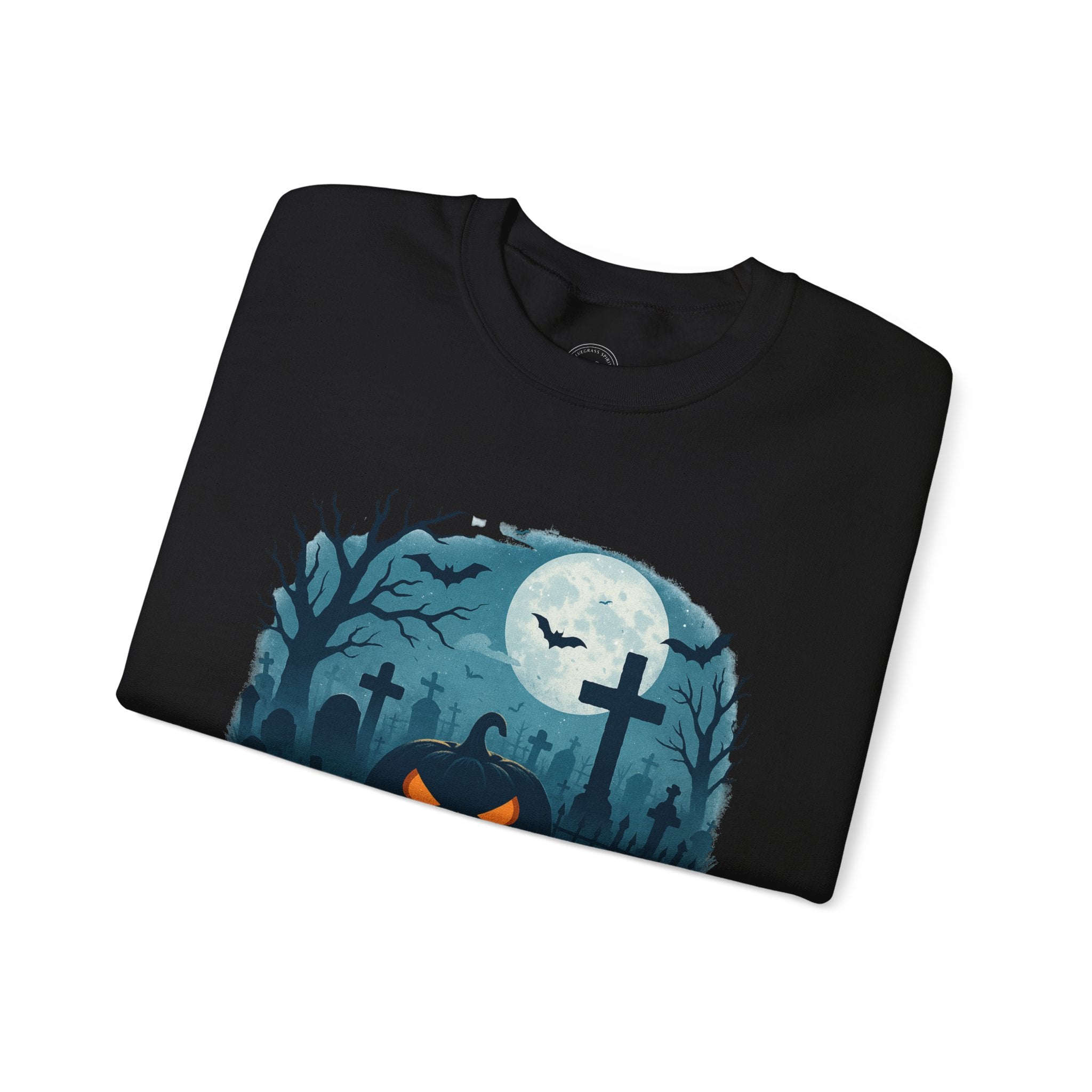 Spooky Graveyard Pumpkin Halloween Sweatshirt – Creepy Full Moon Design