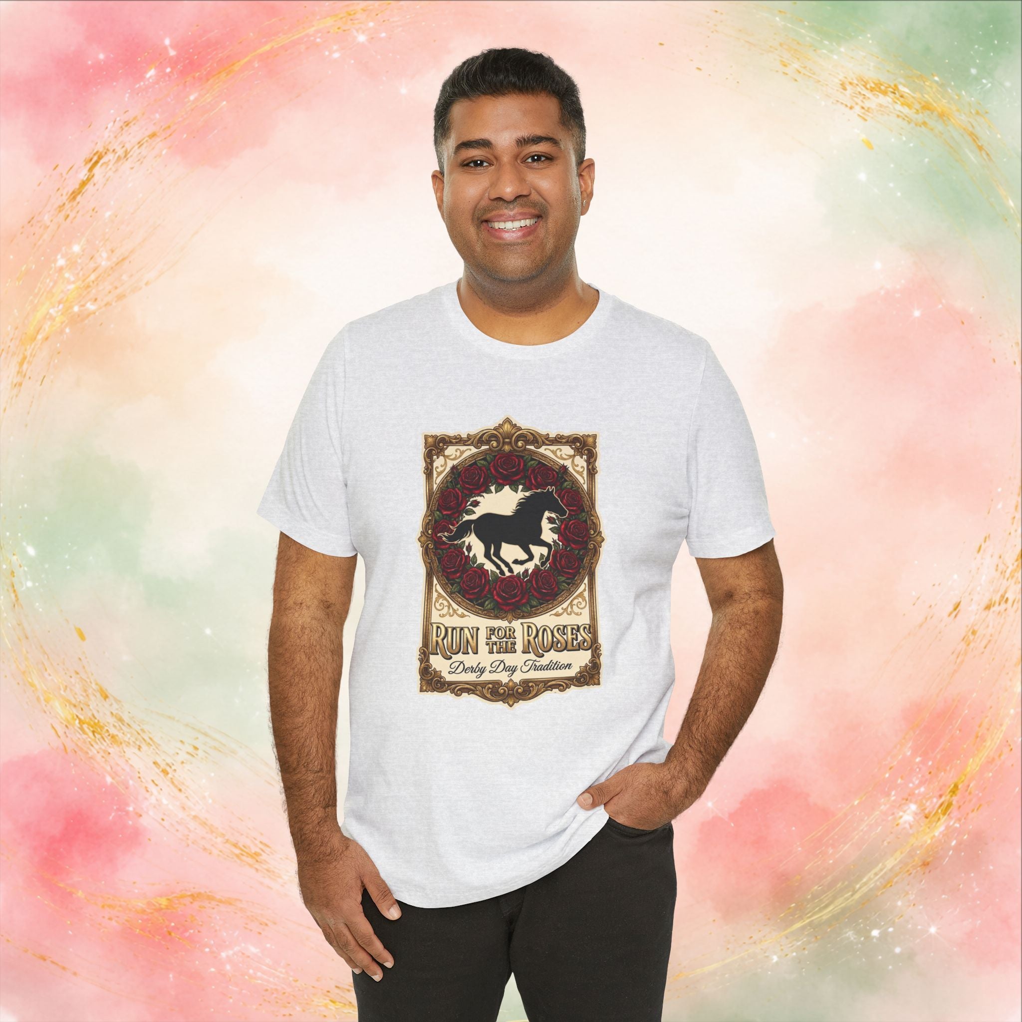 Run for the Roses Unisex T-Shirt, Derby Day Horse Shirt, Vintage Floral Racing Tee
