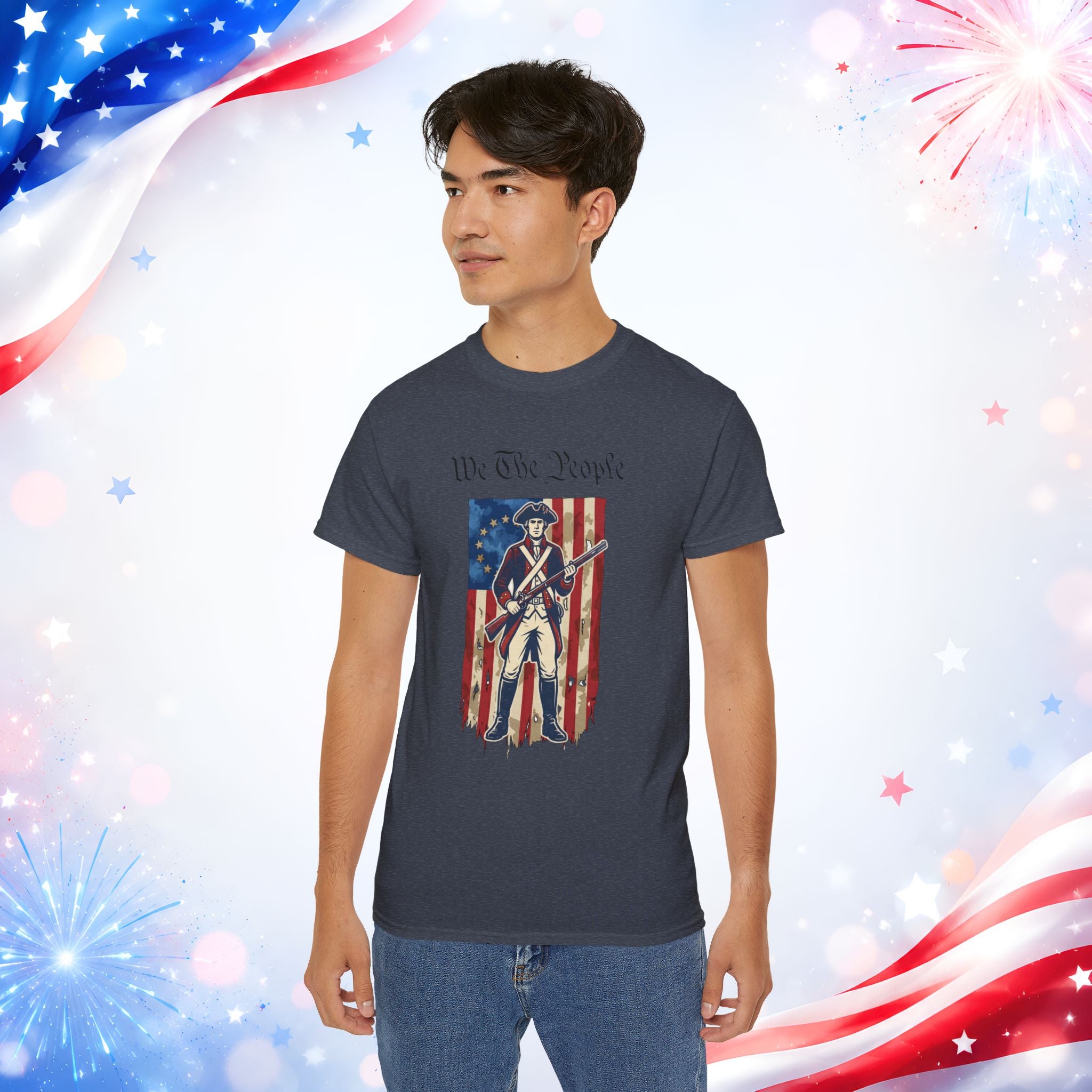 Revolutionary Soldier 4th of July T-Shirt | Vintage American Flag Patriotic Tee