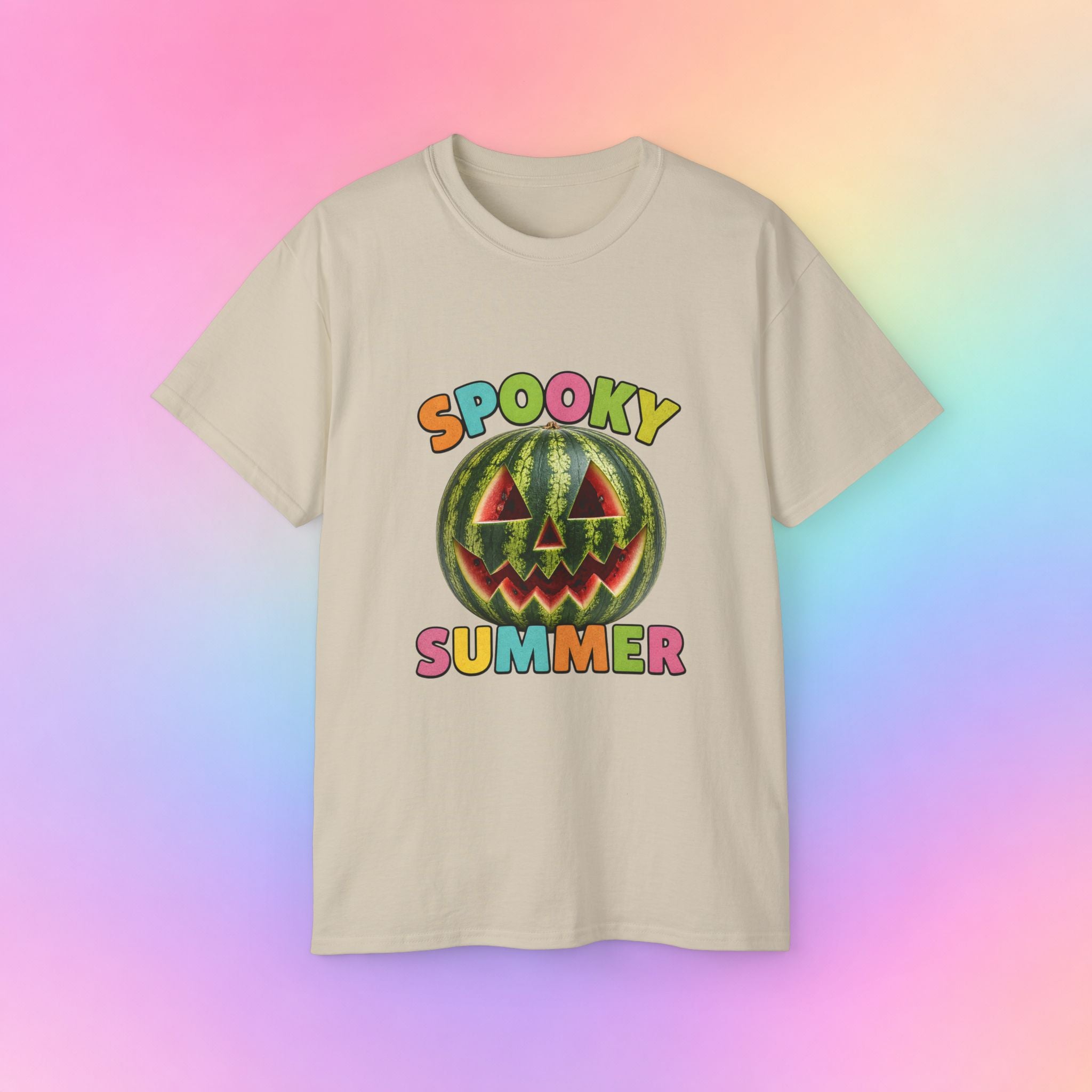 Spooky Summer Watermelon Jack-O’-Lantern T-Shirt | Summerween Halloween Shirt